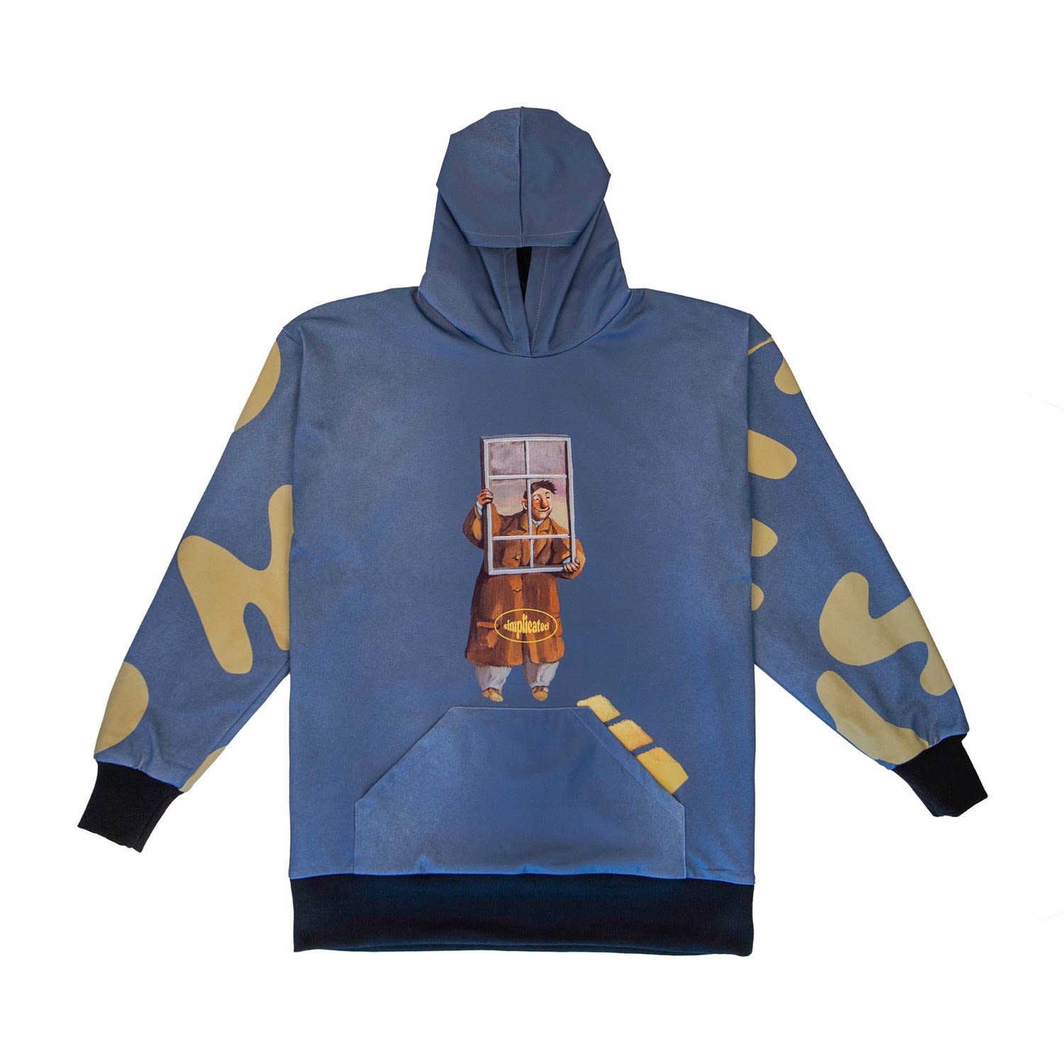 Blue / Yellow / Orange Full Print Hoodie In Dark Blue Medium Mysimplicated