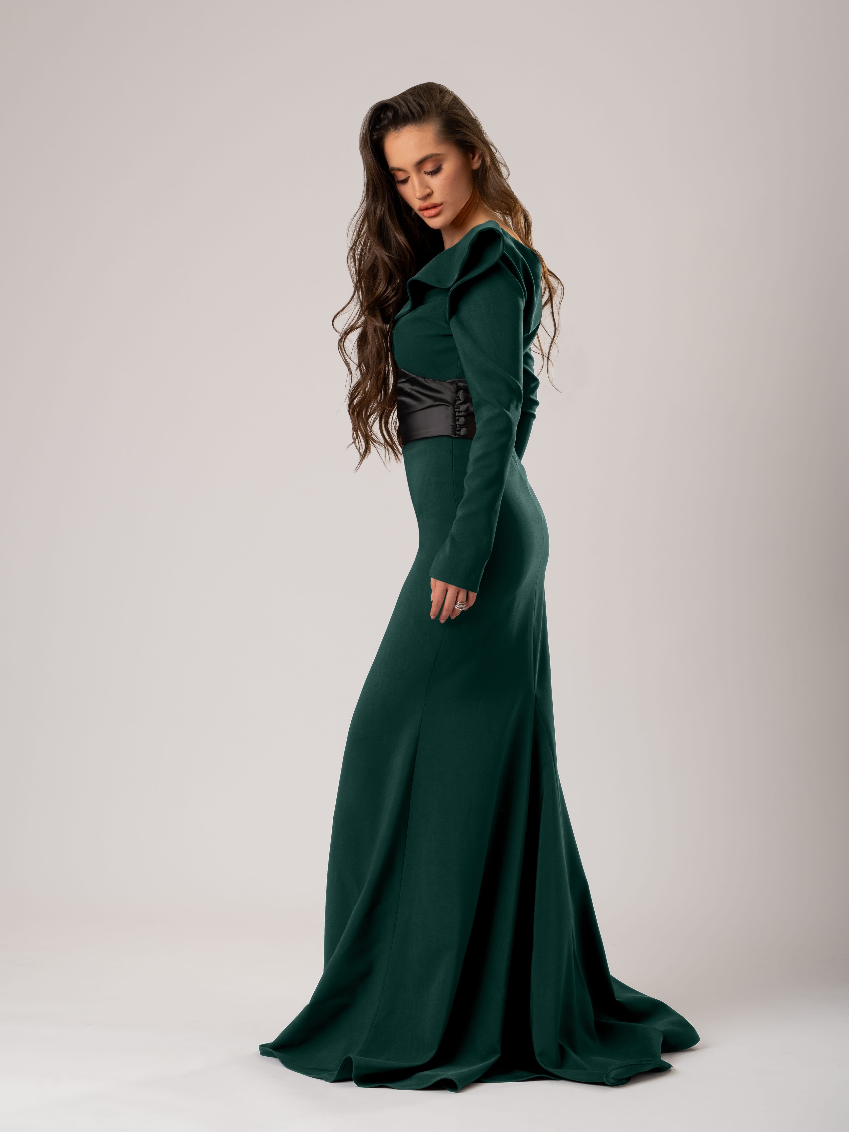 green emerald velvet dress Ashley Lauren 11249 Formal Dress Black 4 / Black