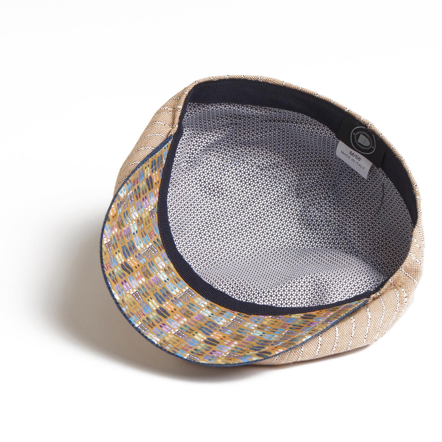 Dasmarca Hats Men's Neutrals Lloyd Stripe Peaked Summer Italian Linen Bakerboy Newsboy Cap - Beige In Beige