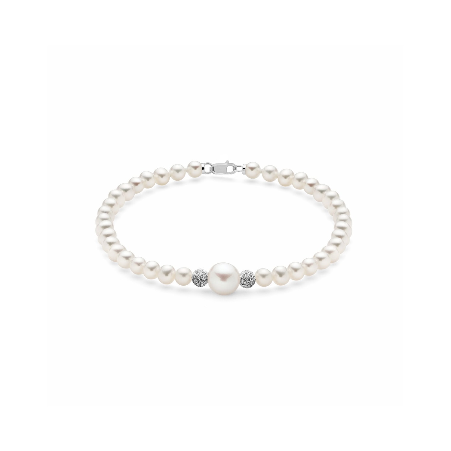 Unaloe Women's Freshwater Pearl Bracelet With Eighteen Kt White Gold And Safe Clasp