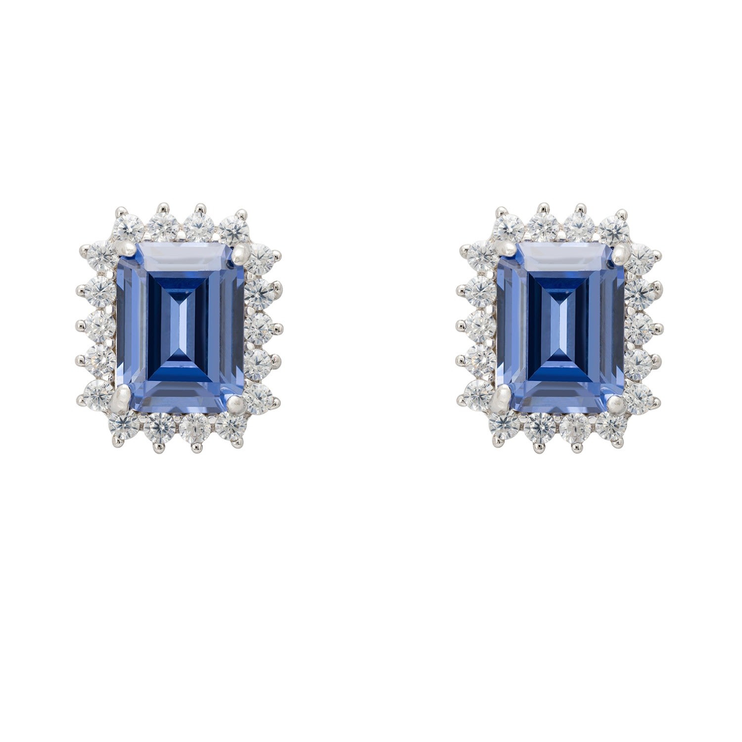 Women’s Blue / Silver / White Elena Gemstone Stud Earrings Tanzanite Silver Latelita