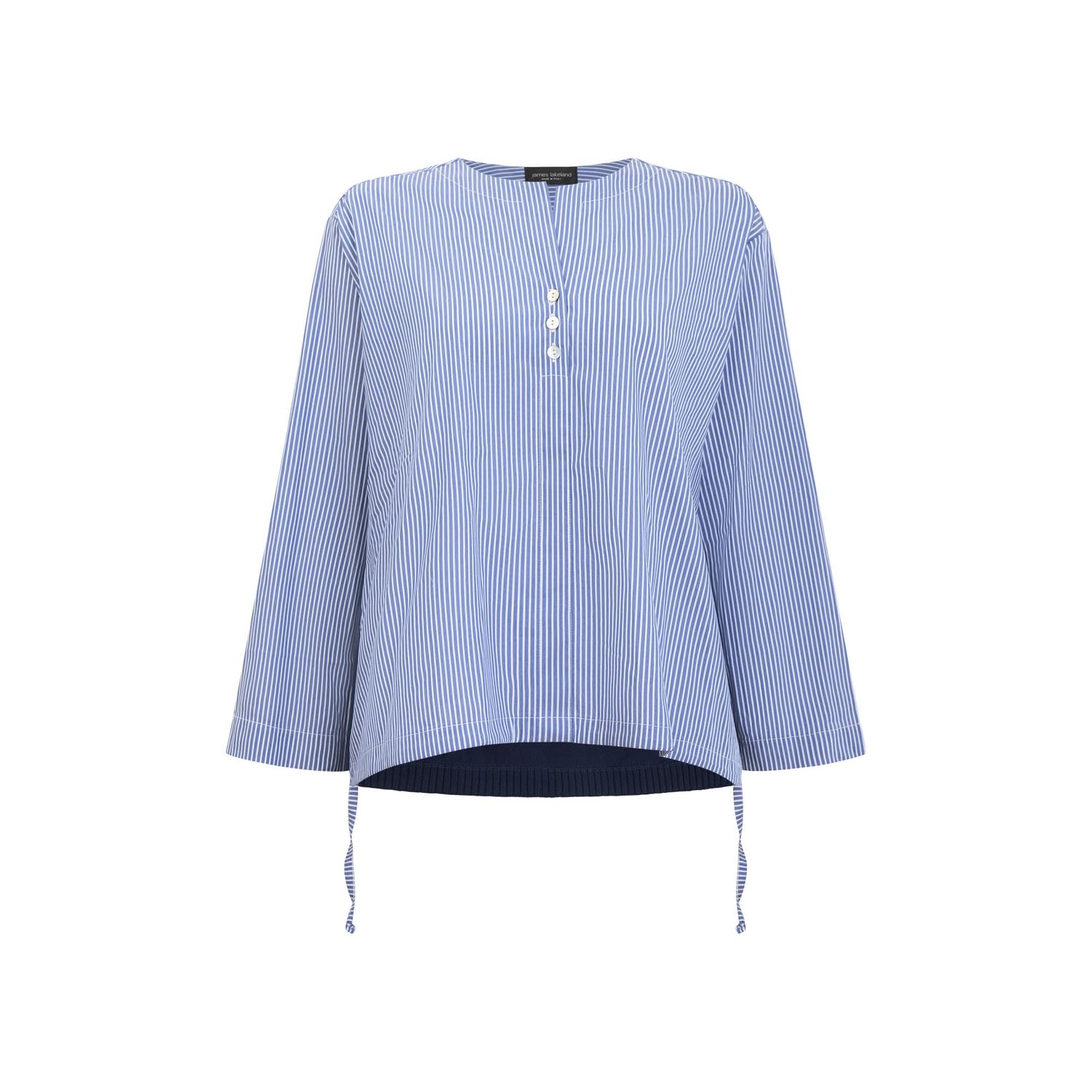 James Lakeland Women's Blue Bi-material Stripped Tunic Top In Blue
