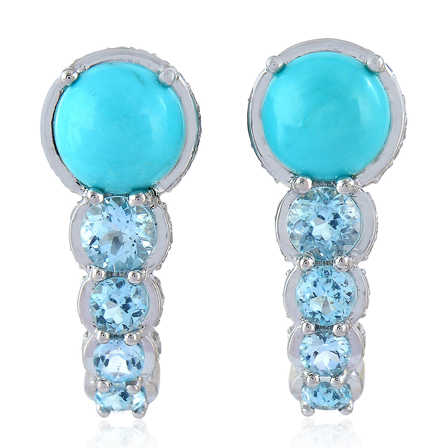 Artisan Women's Silver / Blue 925 Sterling Silver With Turquoise & Blue Topaz Stud Earrings In Gray