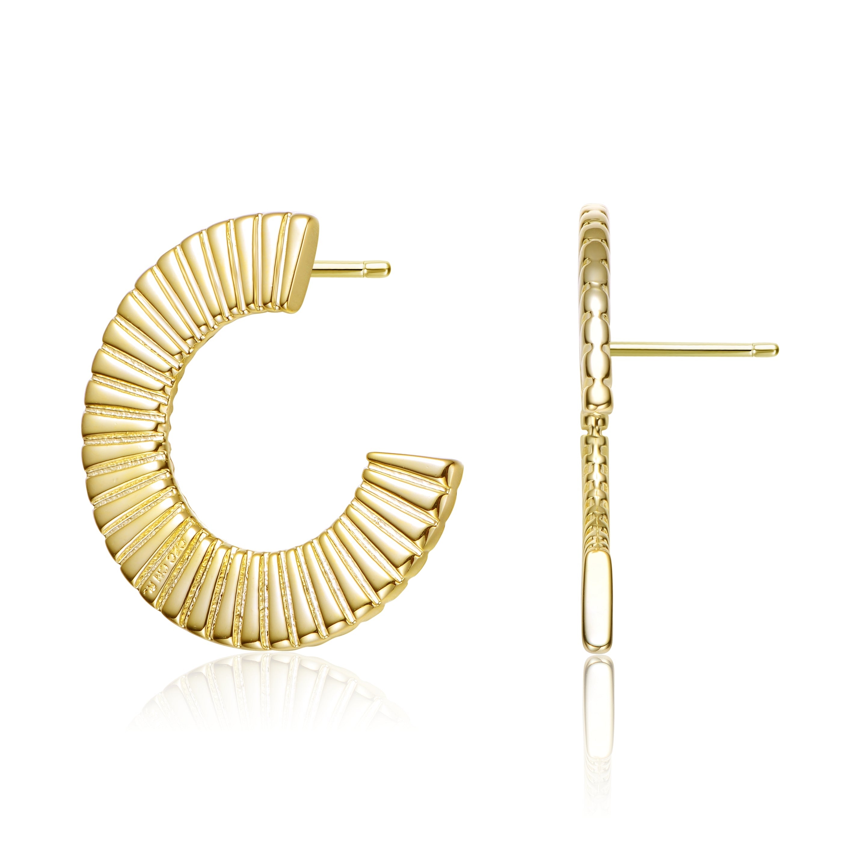 Women’s Rachel Glauber Gold Colored Ribbed Open Circle Drop Earrings Genevive Jewelry