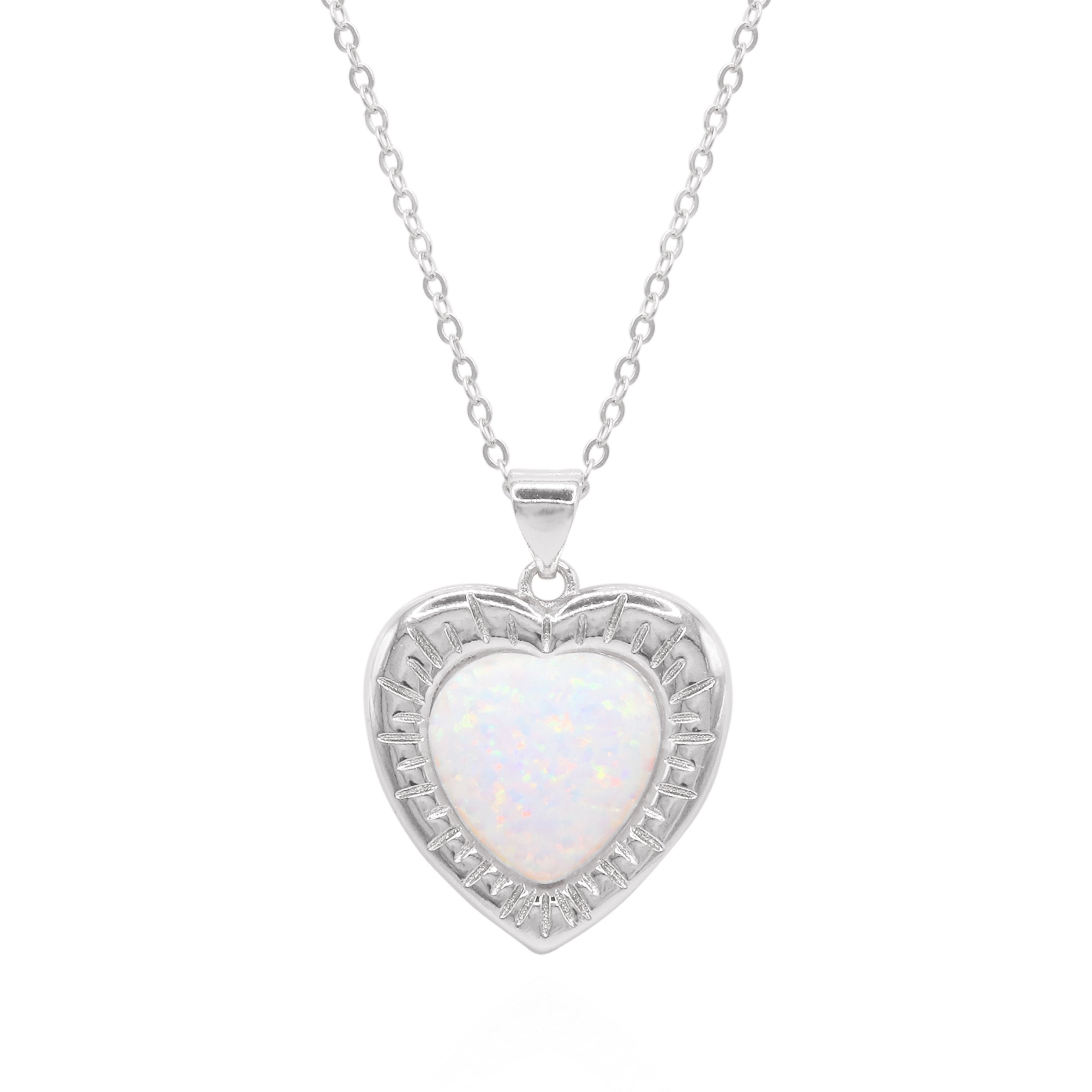 Luna Charles Women's Cora Opal Heart Necklace In Silver