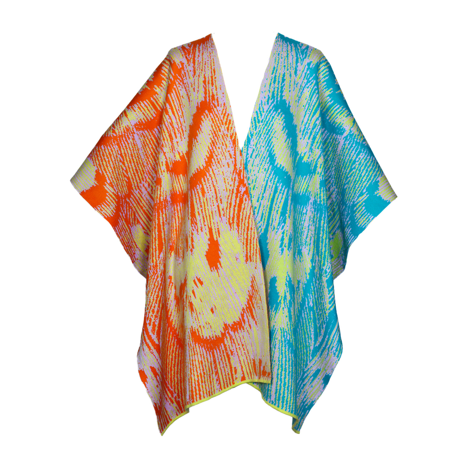 Essien & Emre Women's Yellow / Orange / Green Pavo Lucens Merino Wool Colour Block Knit Poncho In Yellow/orange/green