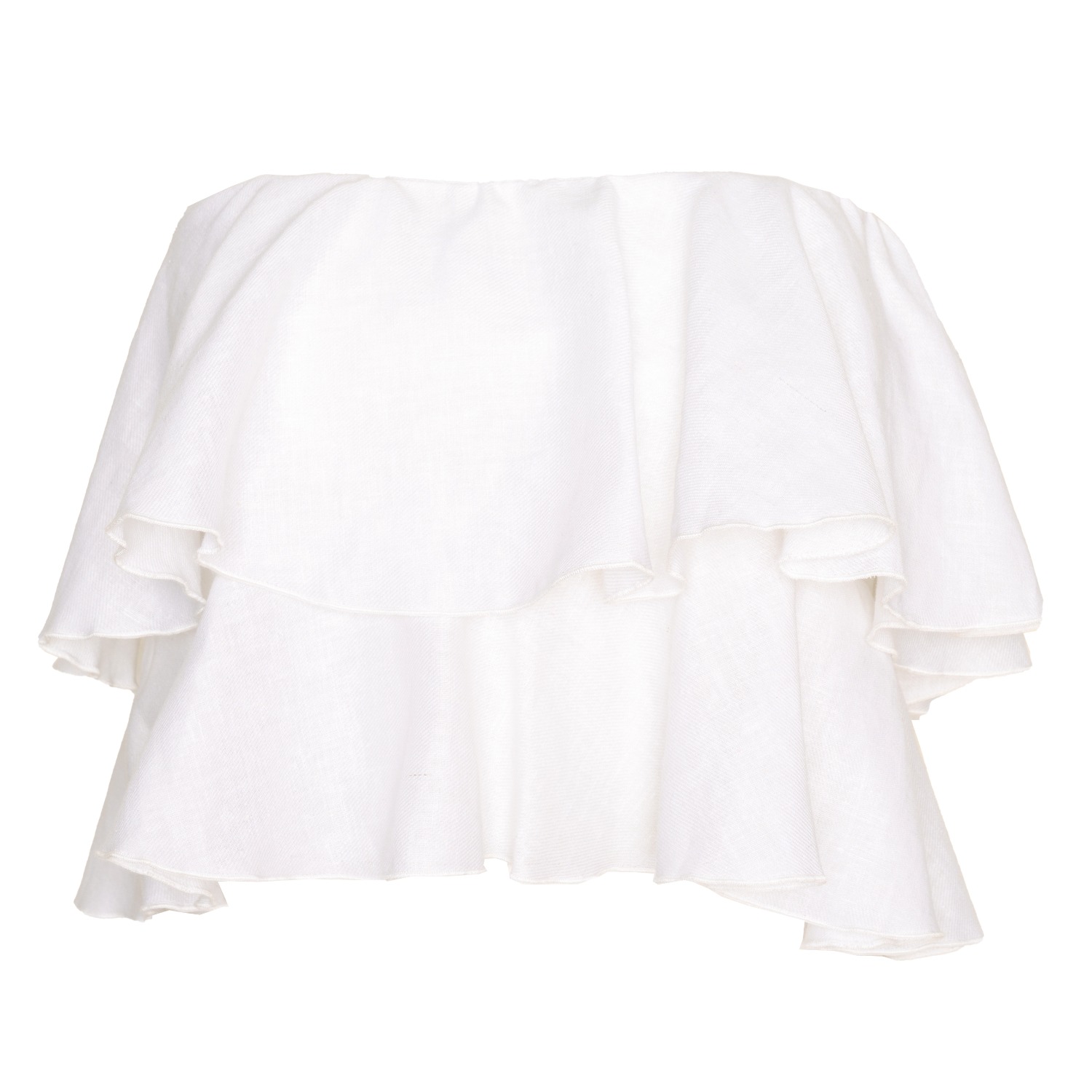 Ofuure Women's Linen Koko Ruffle Top In White In White