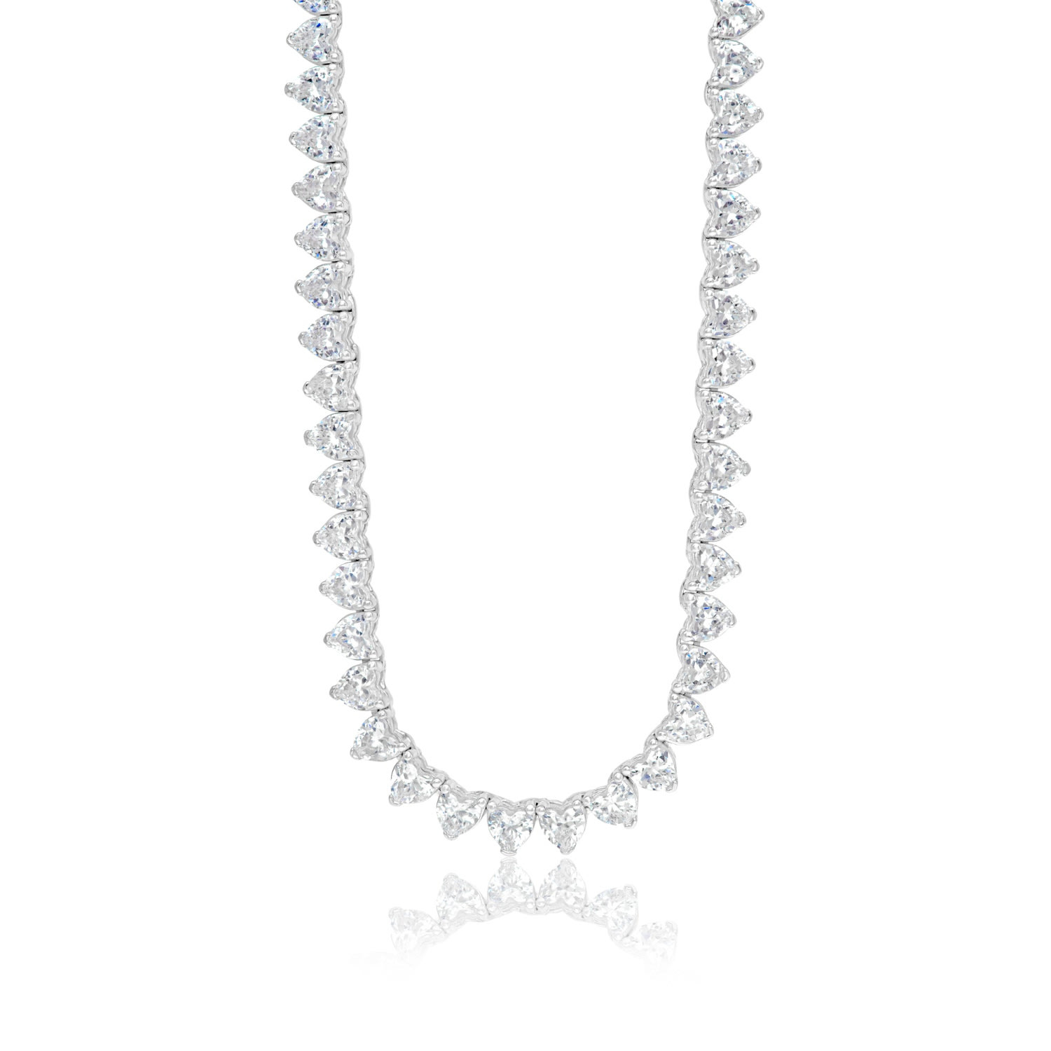 Shymi Women's Prong-set Heart Tennis Necklace - Silver In Metallic
