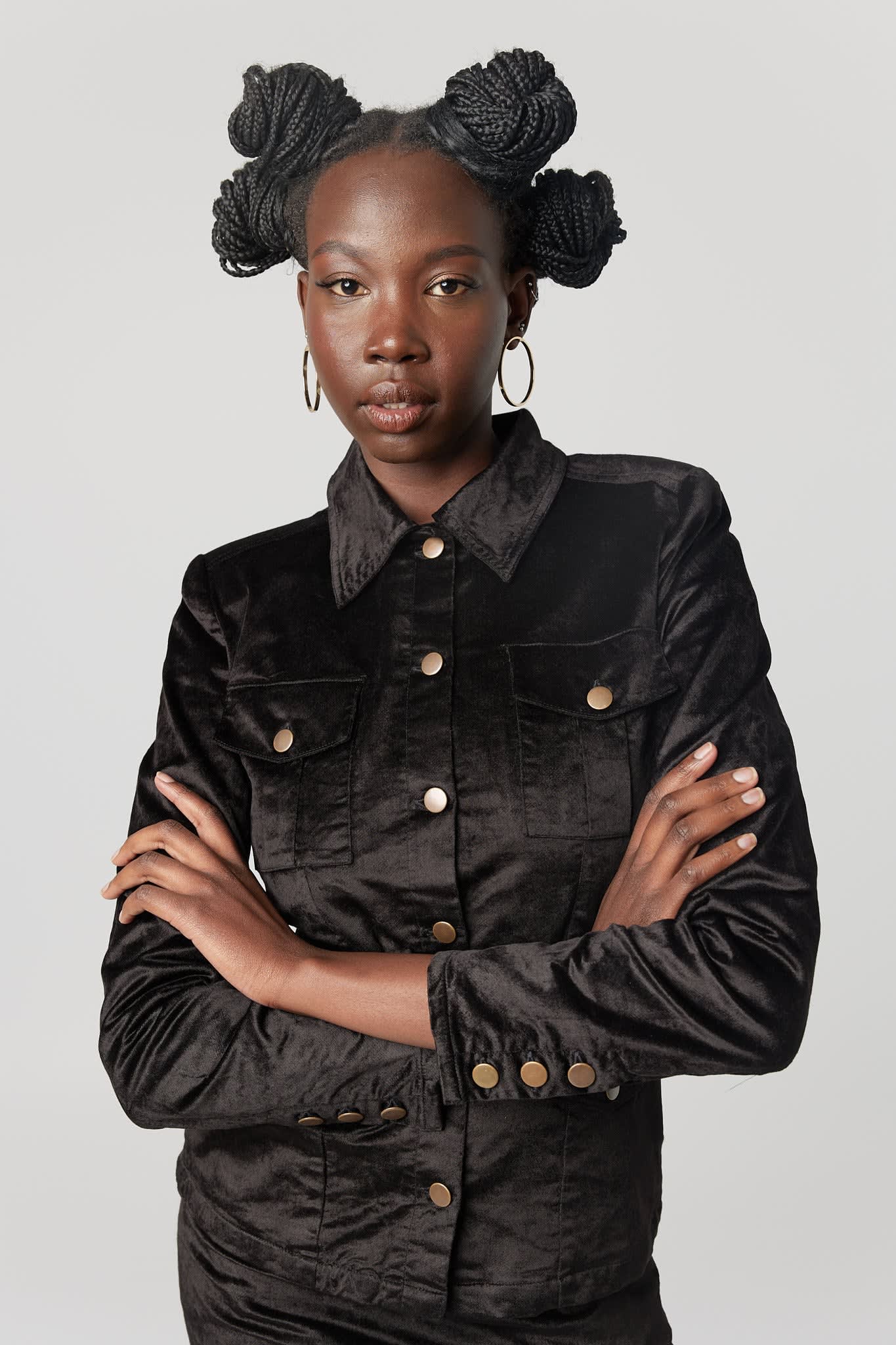 Military Style Black Velvet Corduroy Jacket Why Mary Wolf Badger
