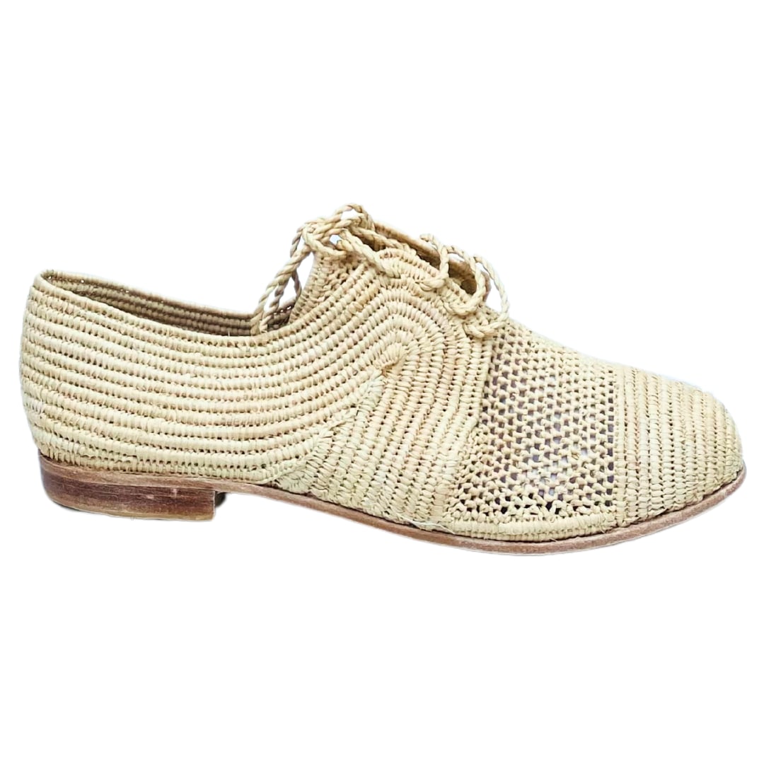 Ocelot Market Neutrals Women's Raffia Oxford Open Weave In Natural In Black