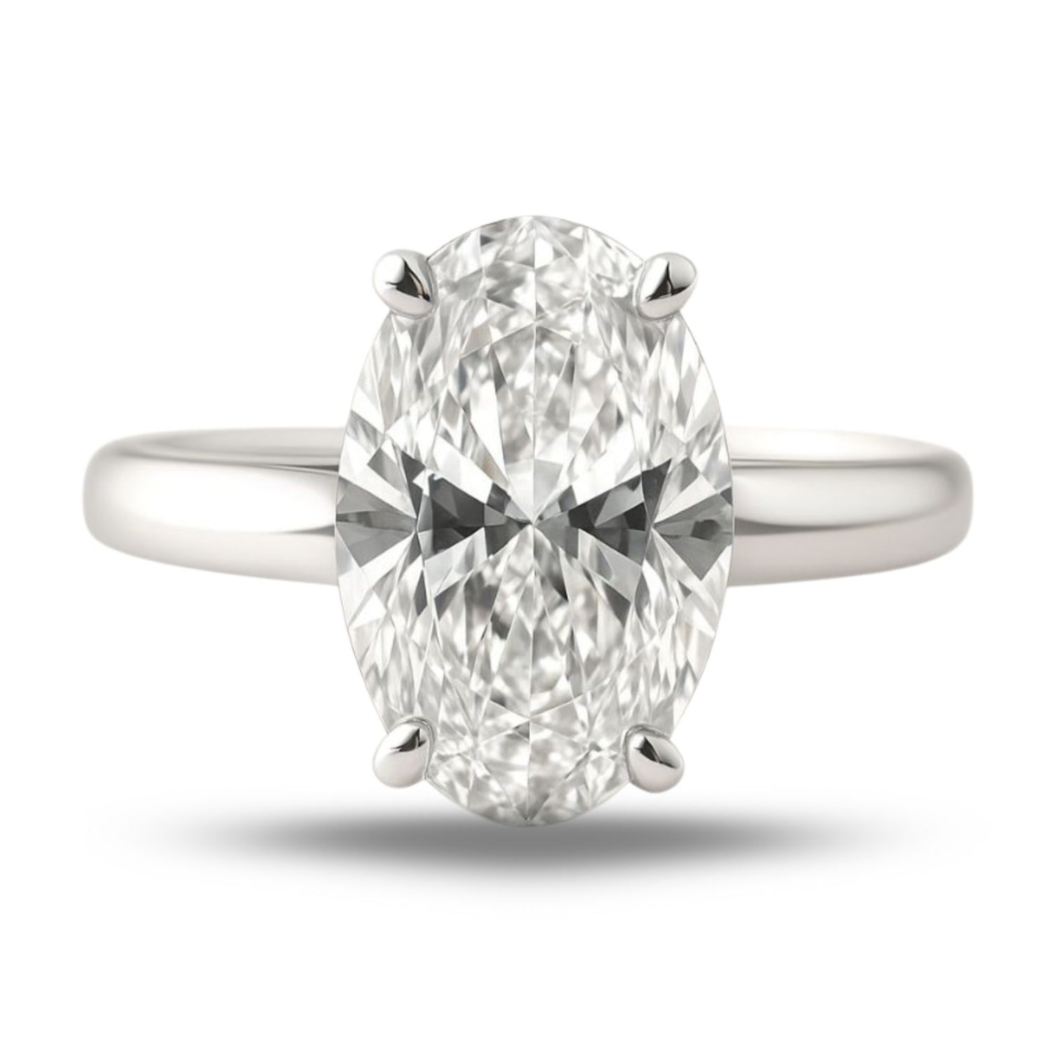 Dainty London Women's White Statement Platinum Oval Diamond Ring - The Nadira Ring In White