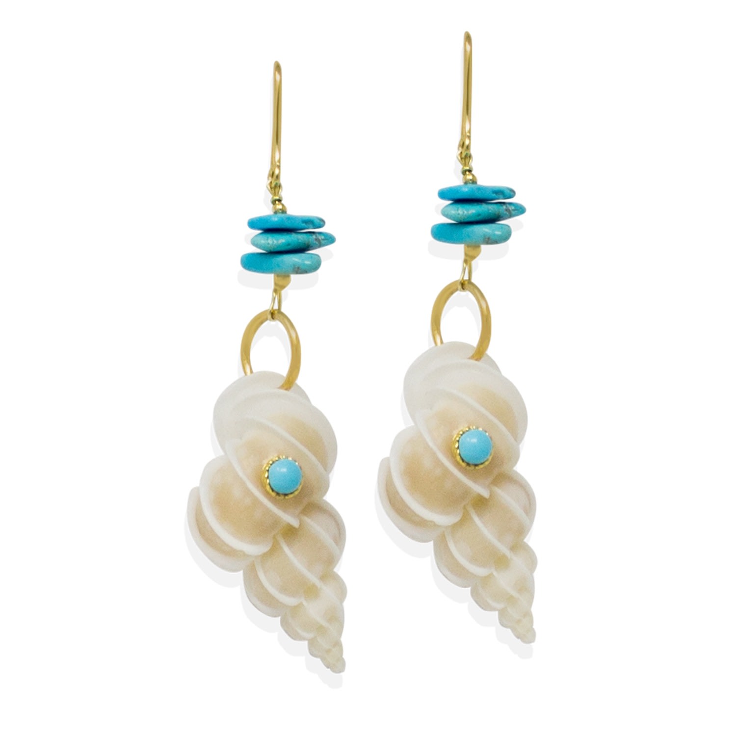 Women’s White Turquoise & Wentletrap Shell Earrings Vintouch Italy