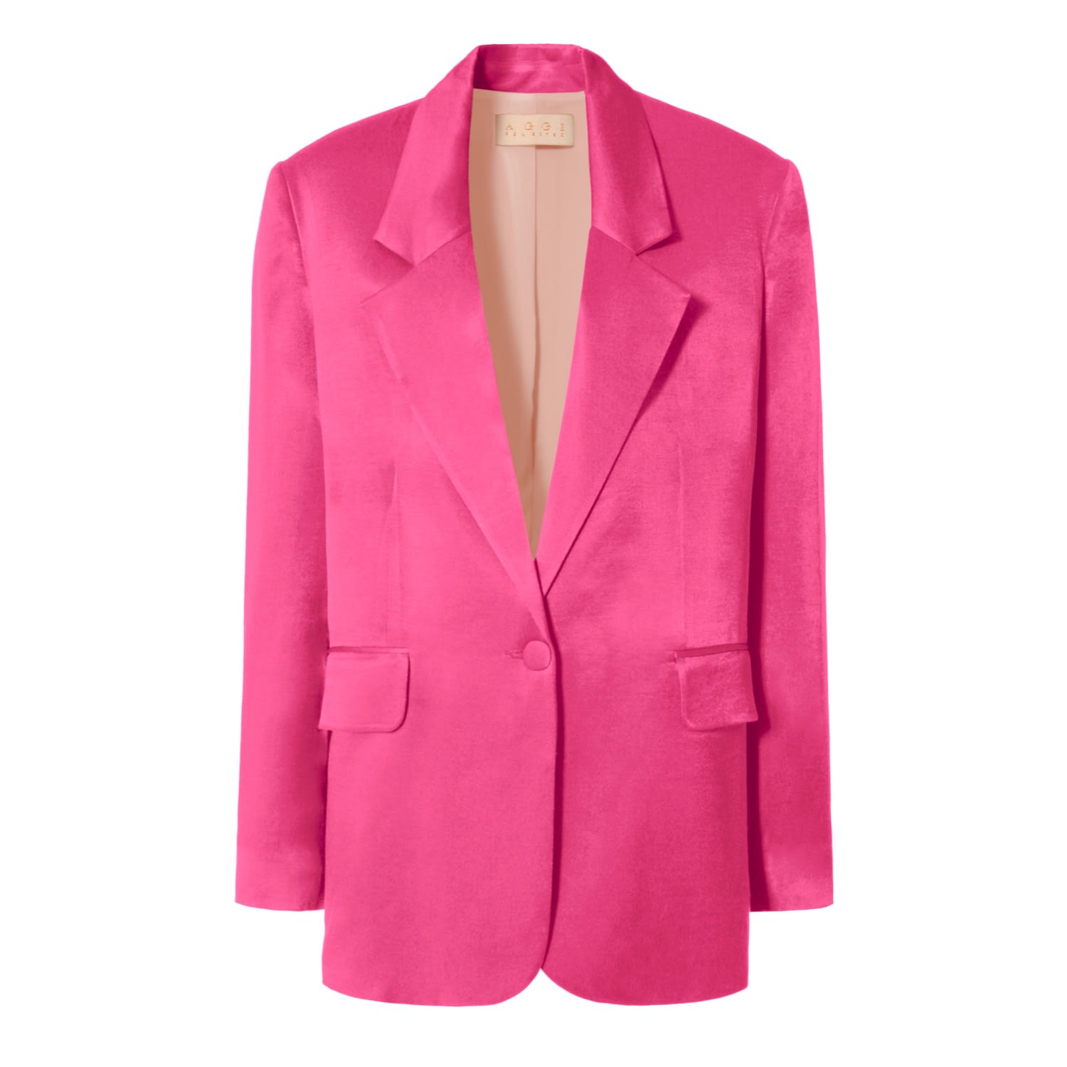 Women's Bellamy Satin Barbie Pink Blazer | Large | Aggi by Halewski