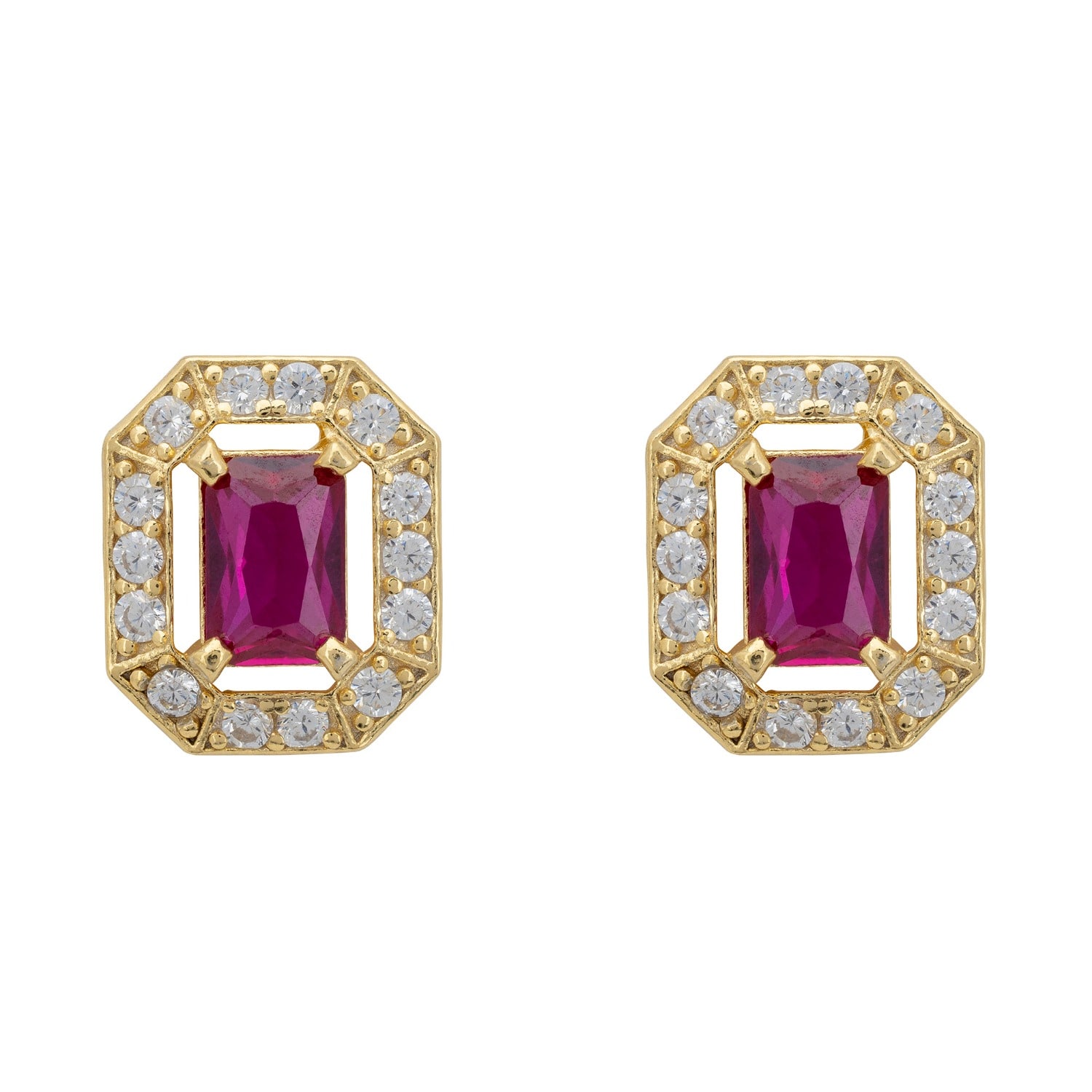 Latelita Women's Pink / Purple / Gold Whistledown Gemstone Stud Earrings Ruby Gold