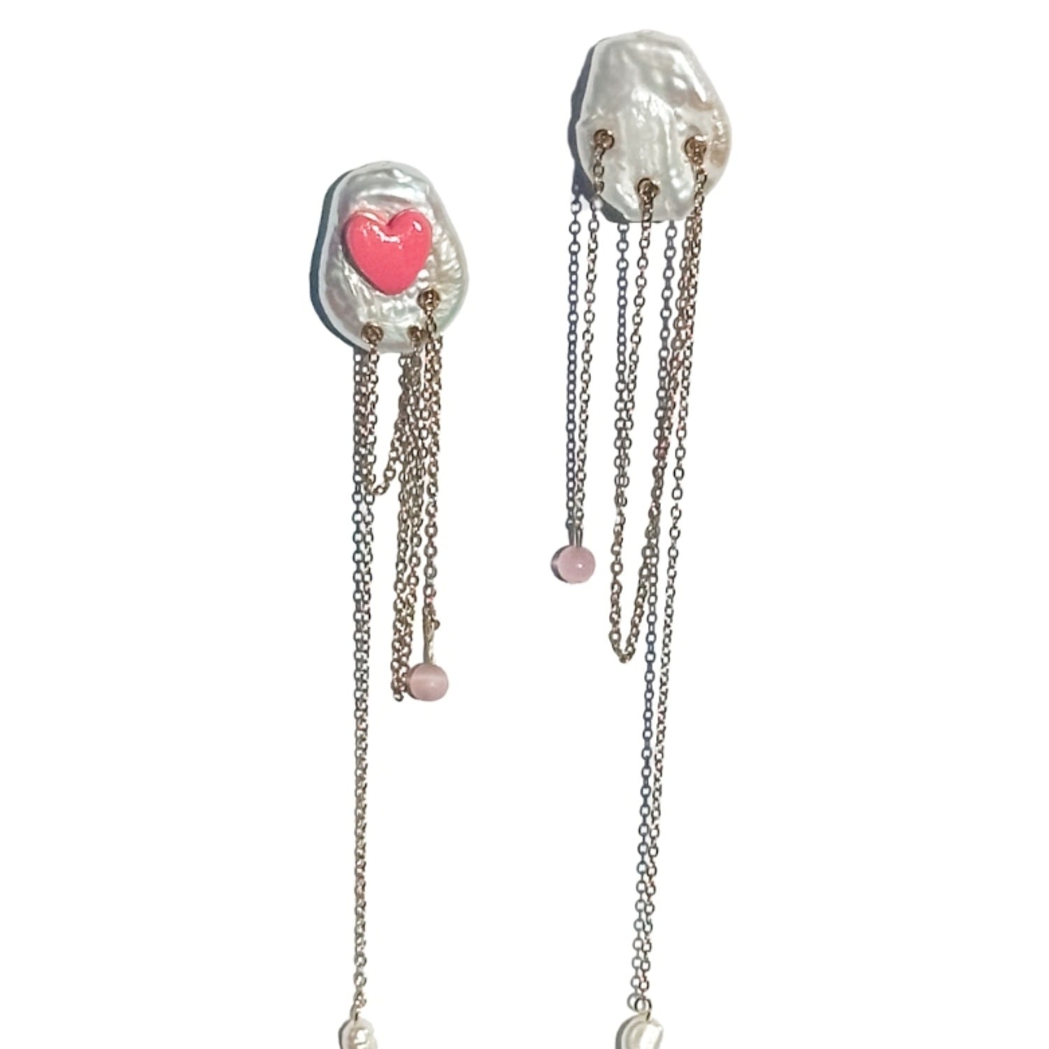 Babaloo Jewelry Women's Handcrafted Pearl Chain Studs
