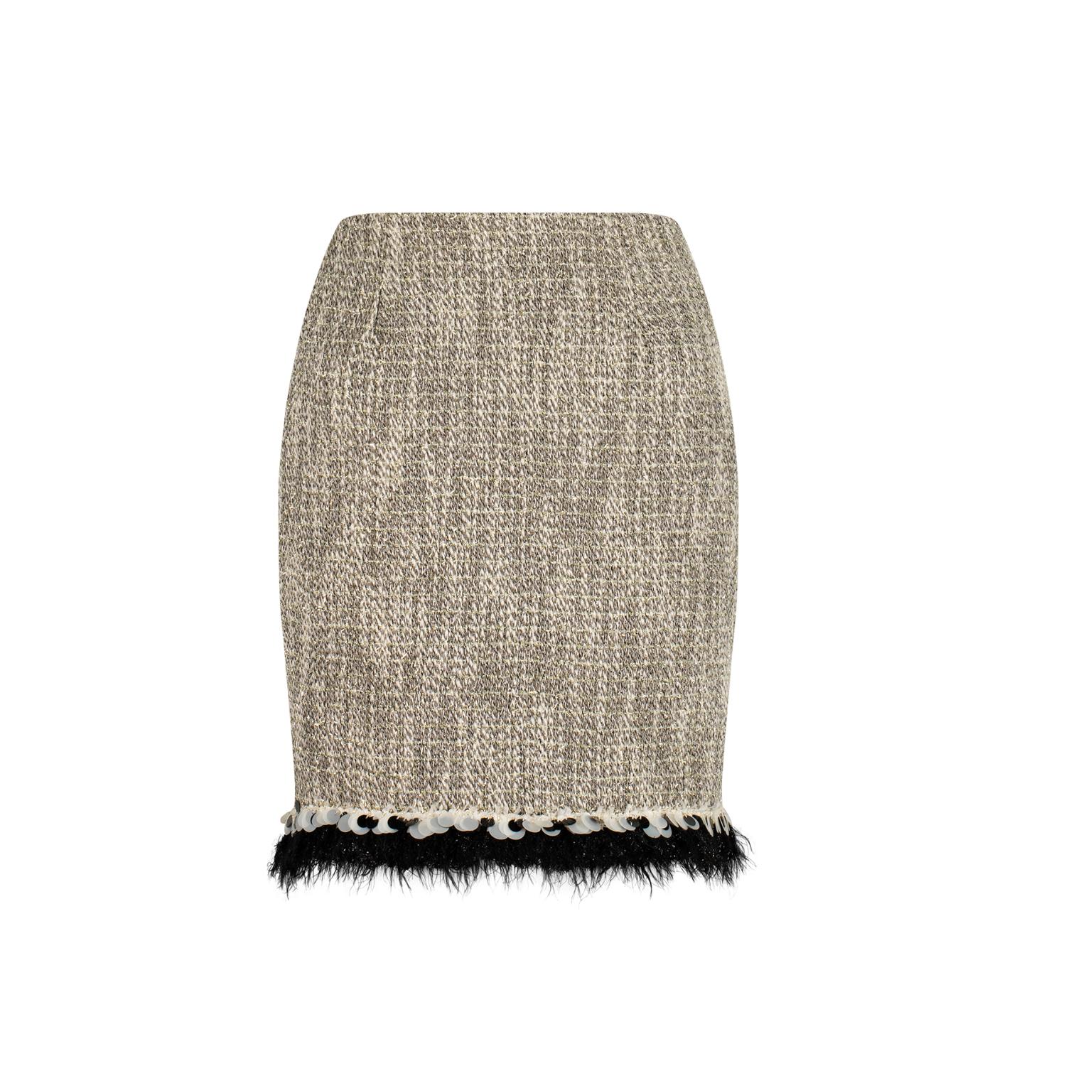 Azzalia Women's Multicolor Tweed Mini Skirt With Embellished Trimmings-moon Mist