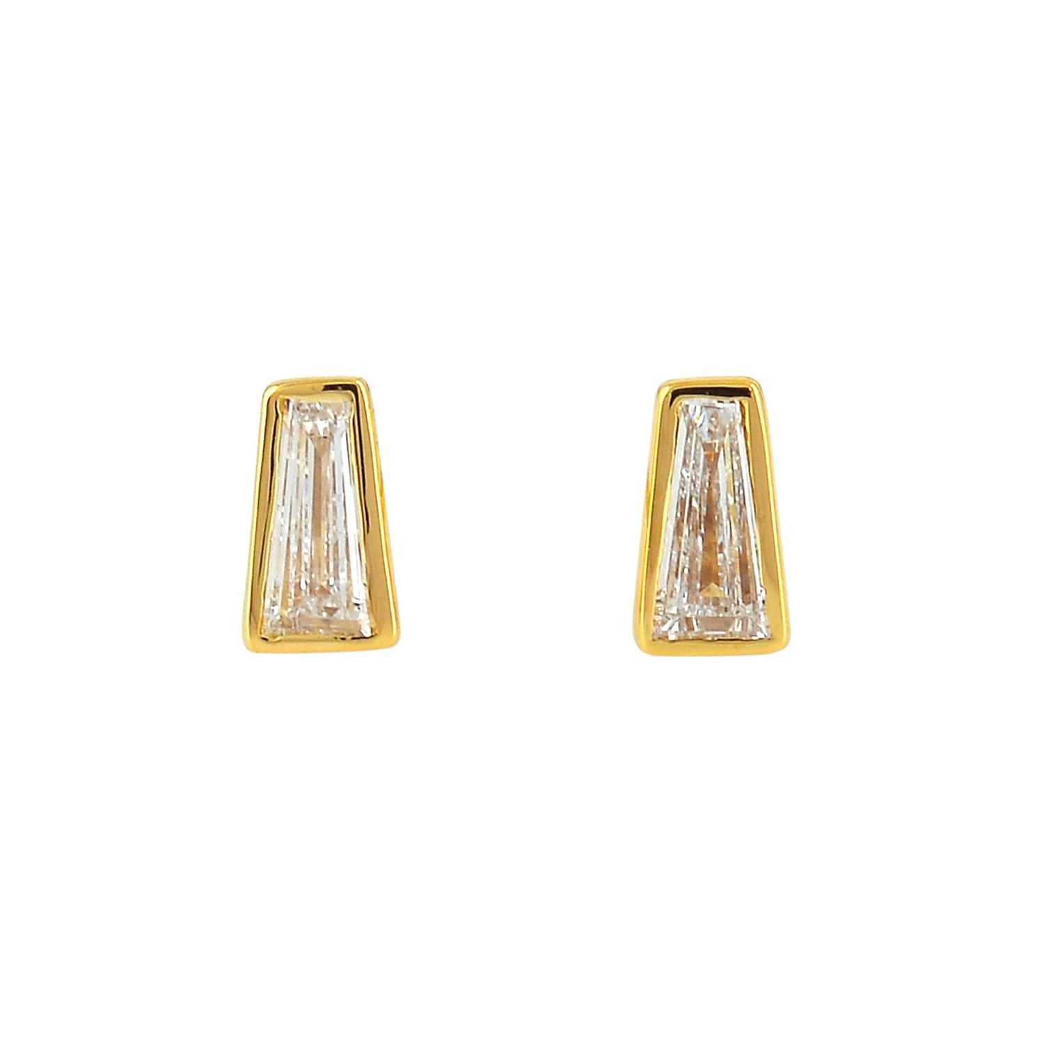 Artisan Women's Gold / White Minimalist Tapered Diamond Stud Earrings In Yellow Gold In Multi