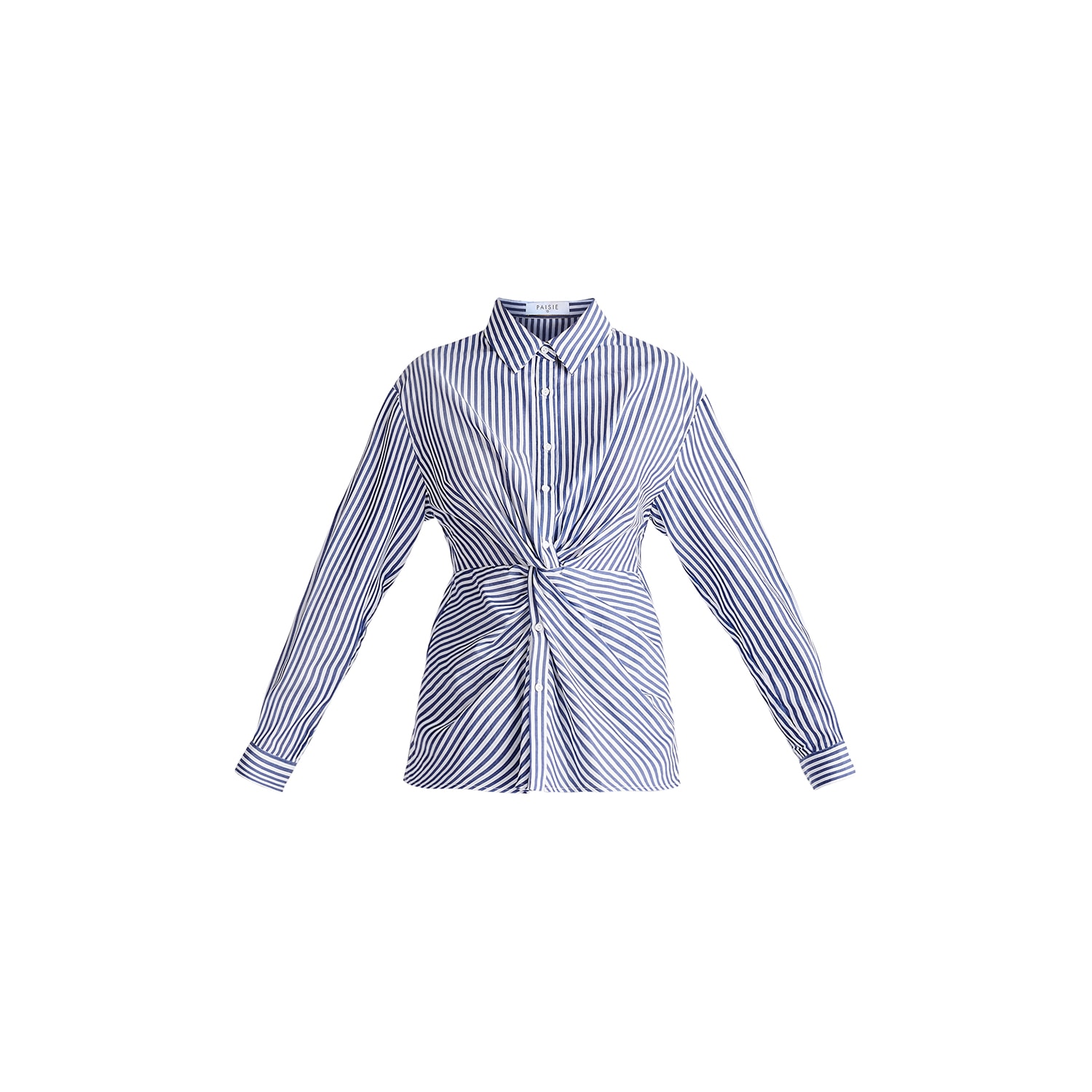 Women’s Blue / White Twist Detail Shirt In Dark Blue & White Large Paisie