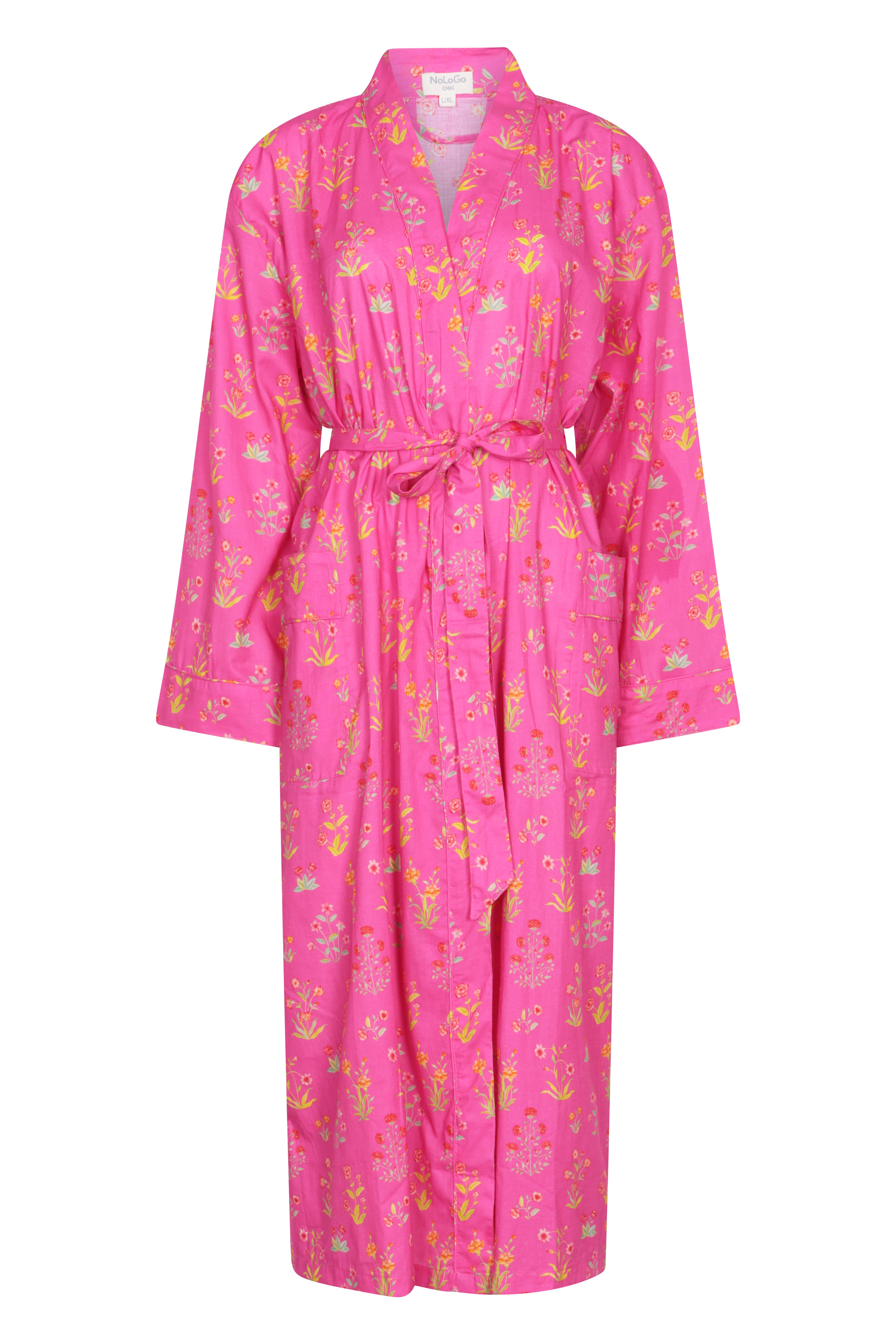 Women’s Pink / Purple Shambahavi Flower Kimono Robe Cotton Poplin Pink Small Nologo-Chic