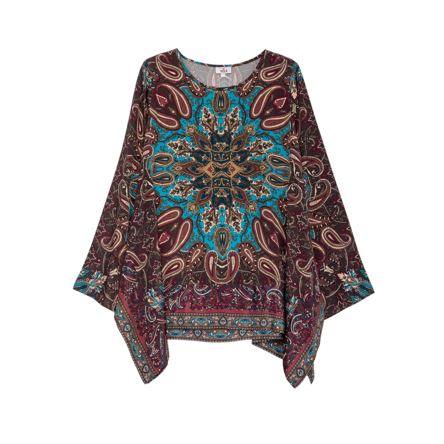 Niza Women's Long Sleeved Blouse With Borders In Multi