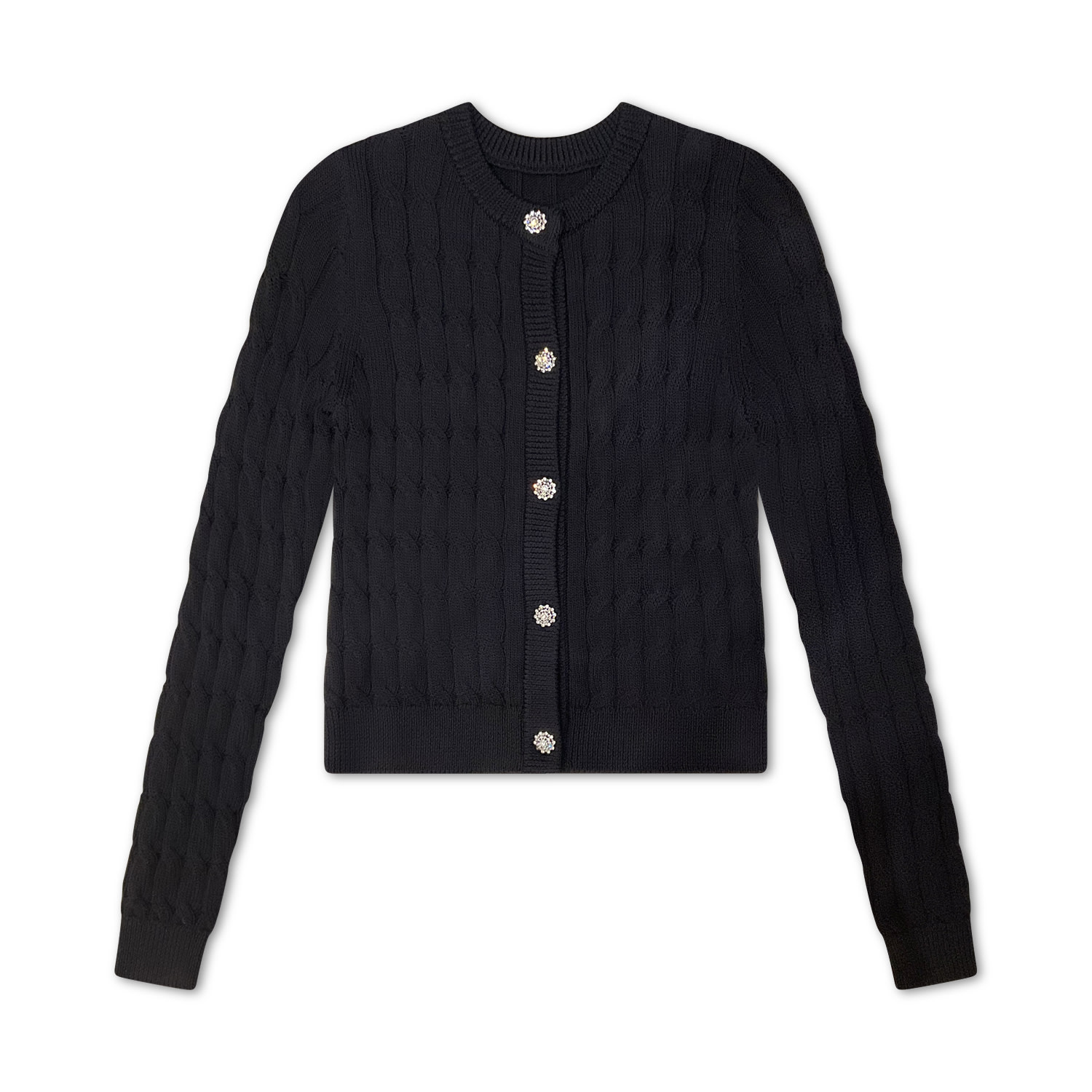 Roch Perel Women's Blue / Silver Navy Jewel Buttoned Cable Cardigan In Blue/silver