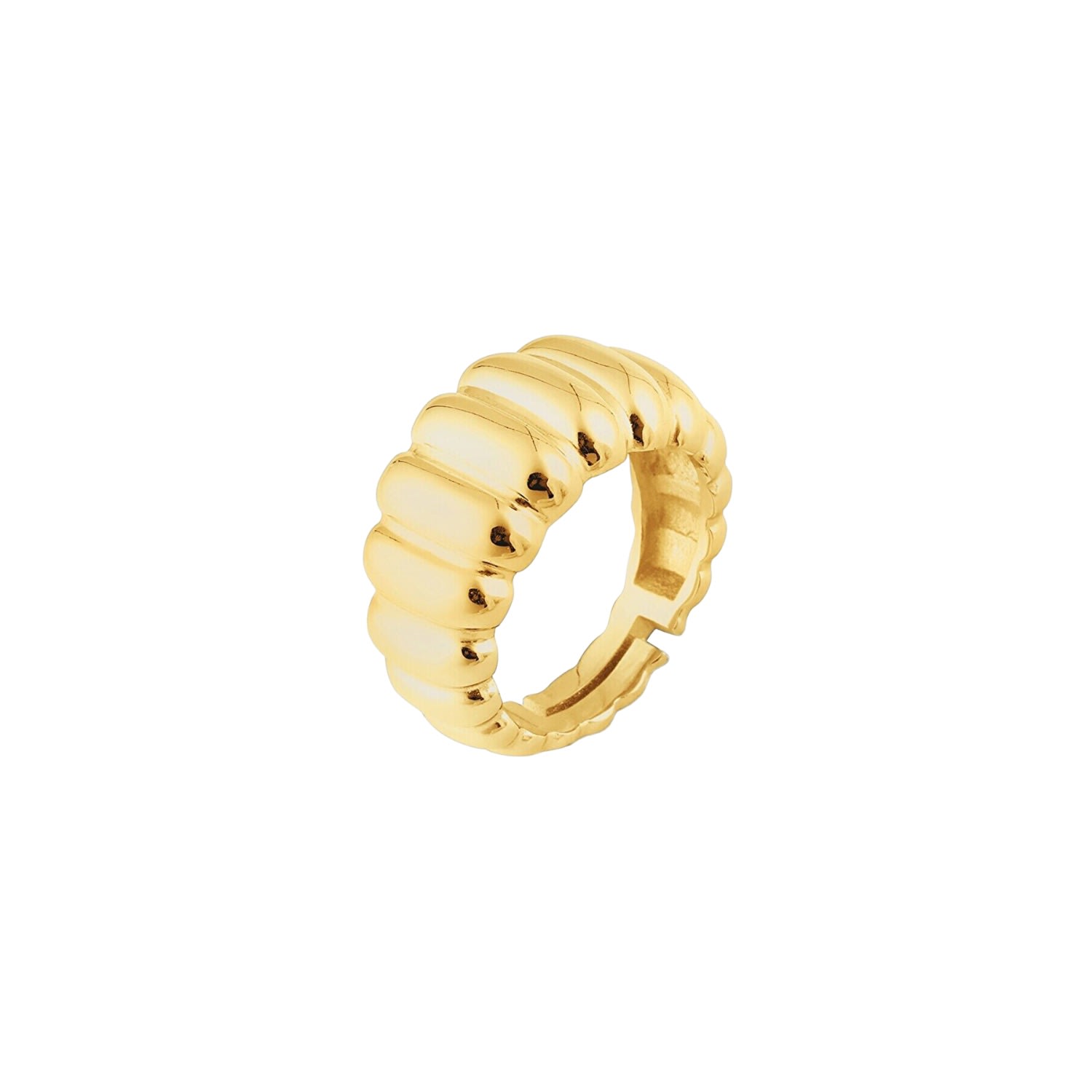 Women’s Chunky Multi Dished Adjustable Statement Sterling Silver Croissant Ring - Gold Spero London