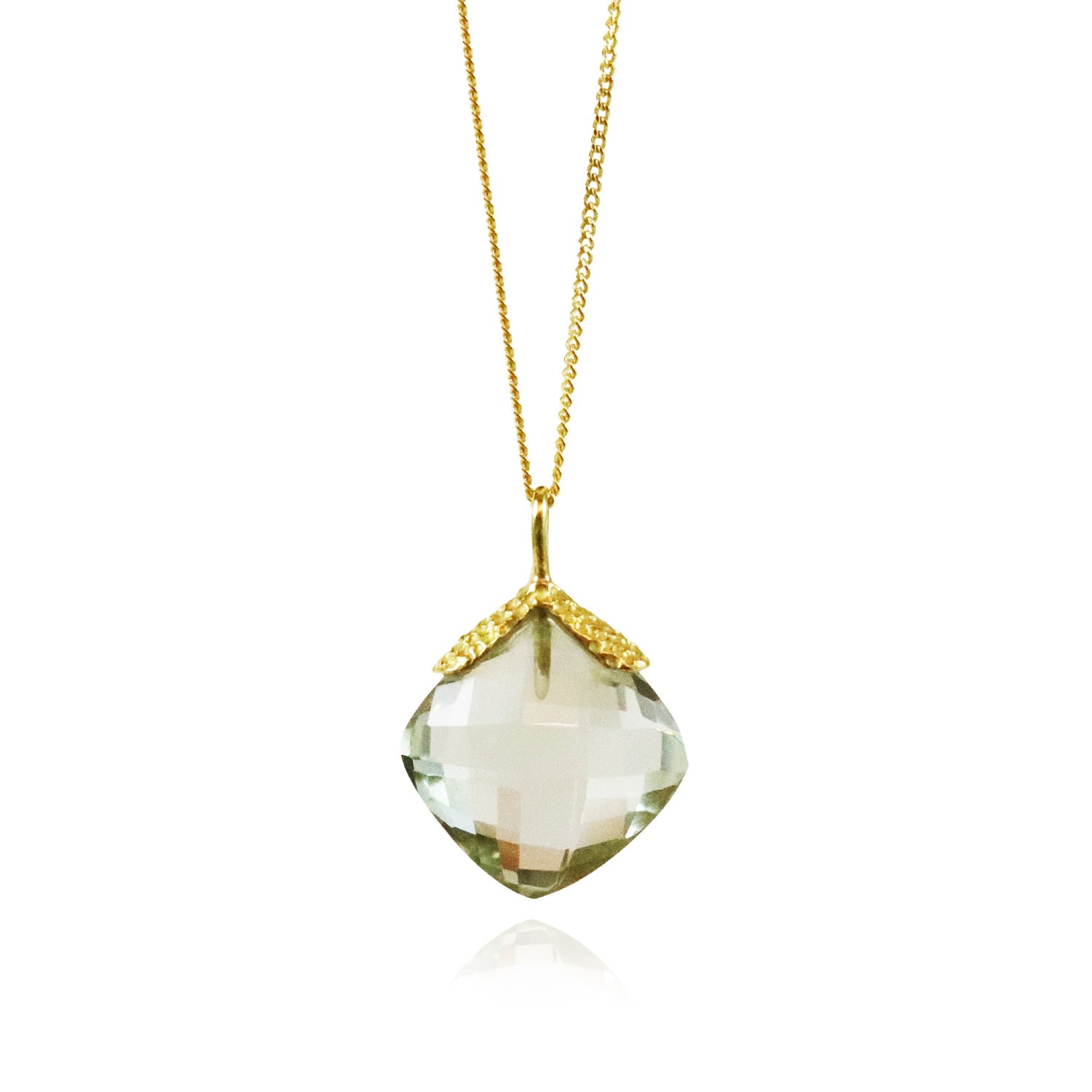 Women’s Gold / Green Green Amethyst Diya Pendant Mounir London