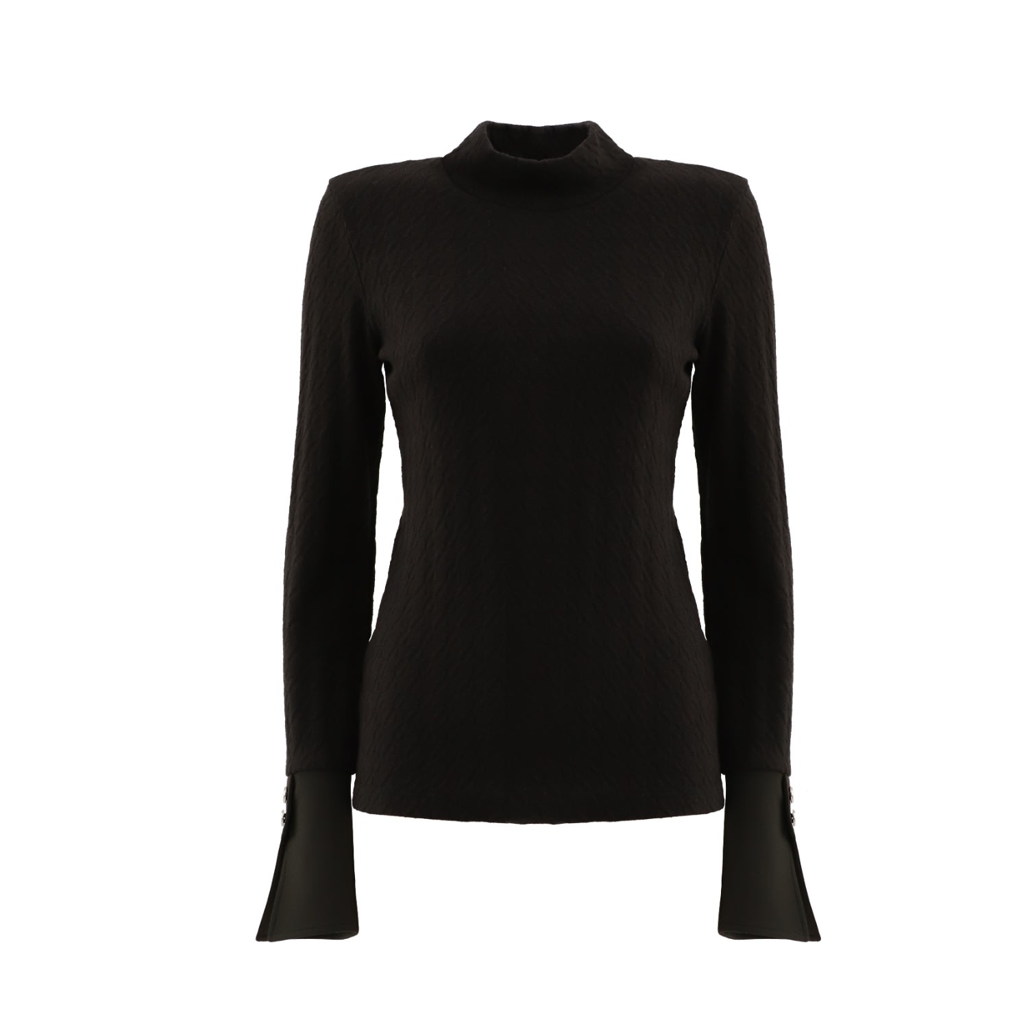 Julia Allert Women's Warm Braided Knit Top With Cuffed Sleeves Black In Black