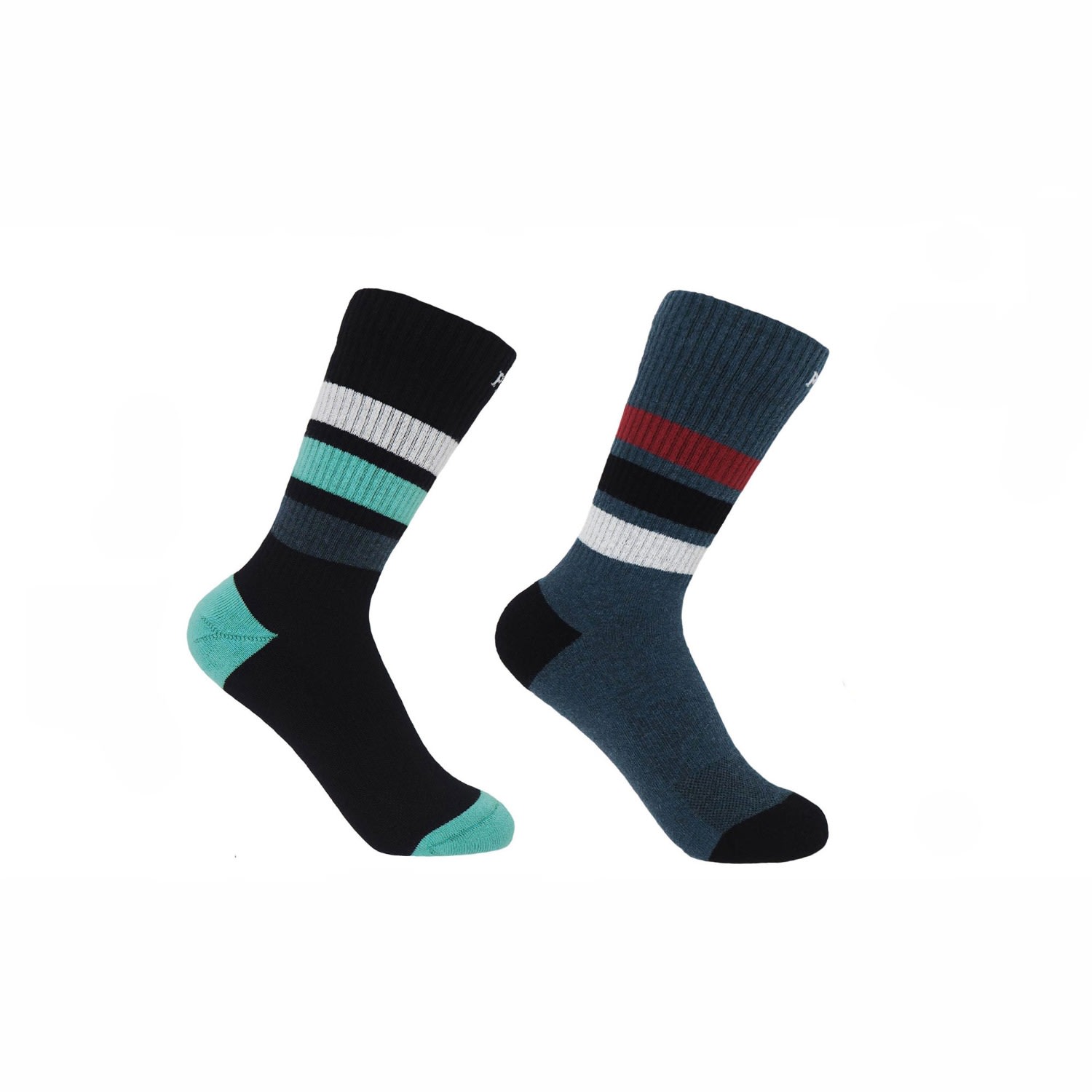 Black & Navy Striped Organic Women’s Sport Socks 2 Pack One Size Peper Harow - Made in England