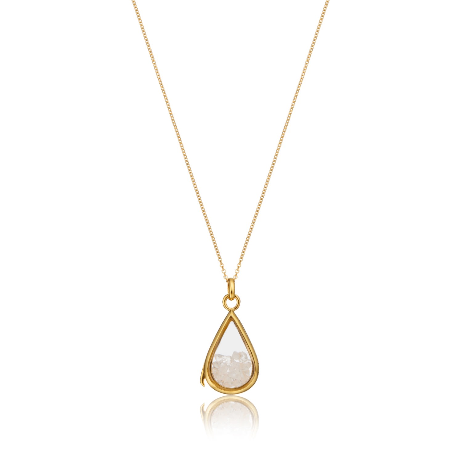 Lily & Roo Women's Gold Glass Rose Quartz Teardrop Locket In Gold