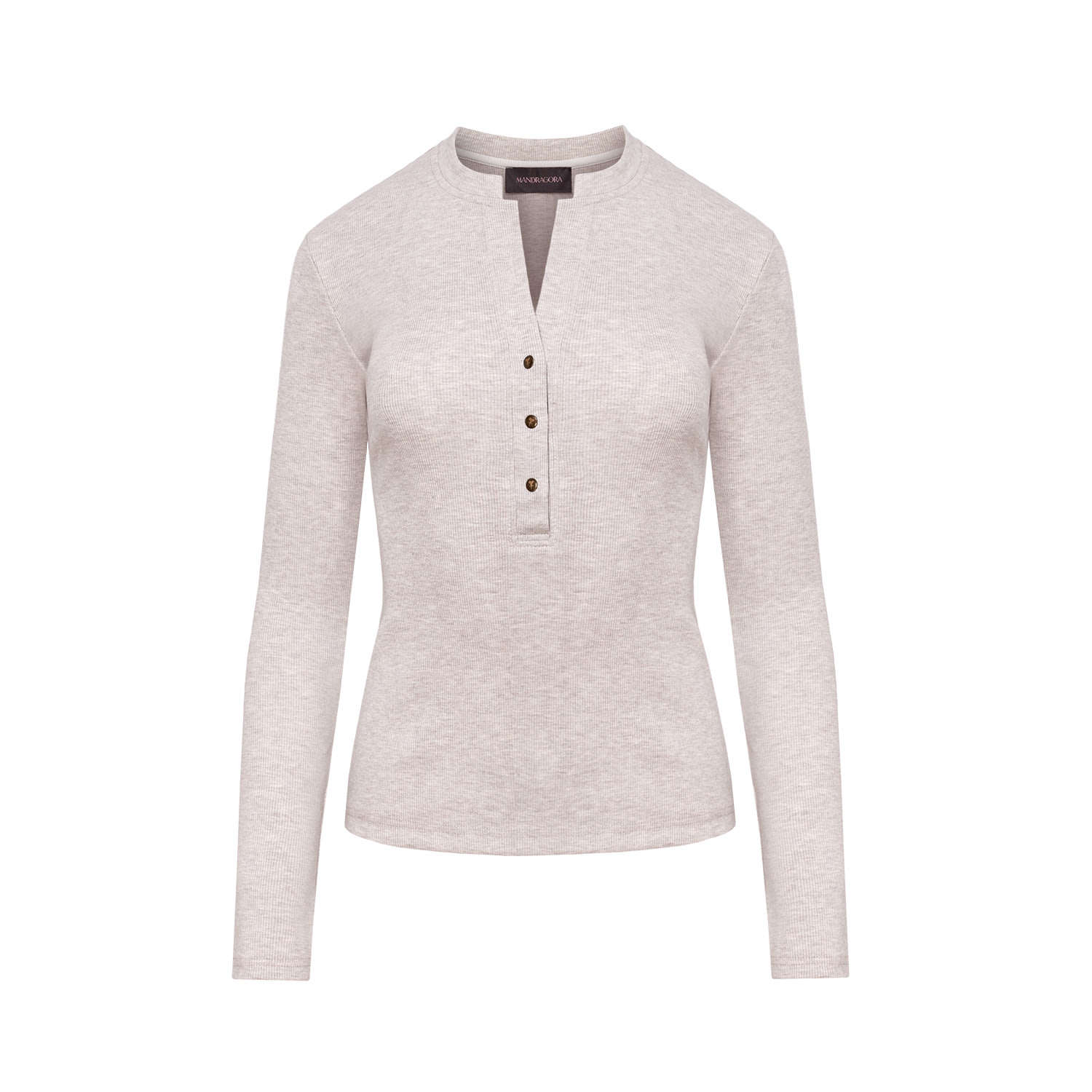 Mandragora Women's Grey Melange Ribbed Knit Long-sleeve In Grey