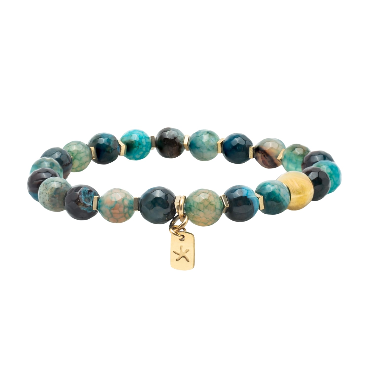 Starfish Project Women's Green / Blue / Brown Ewa Beaded Green Agate Bracelet