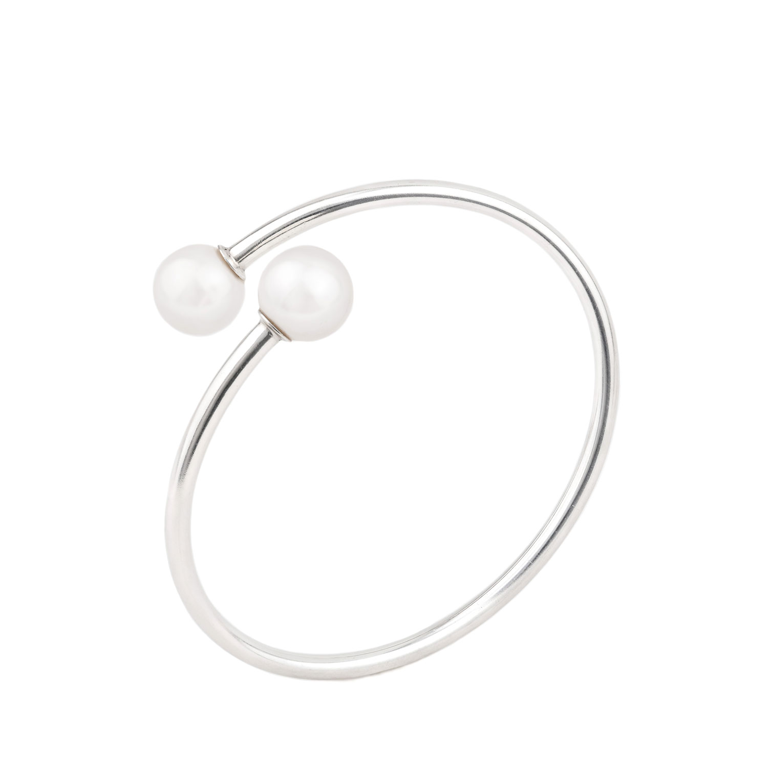 Oanasavu.creations Women's Silver / White Bangle Bracelet Sterling Silver And Pearls Fine In Multi