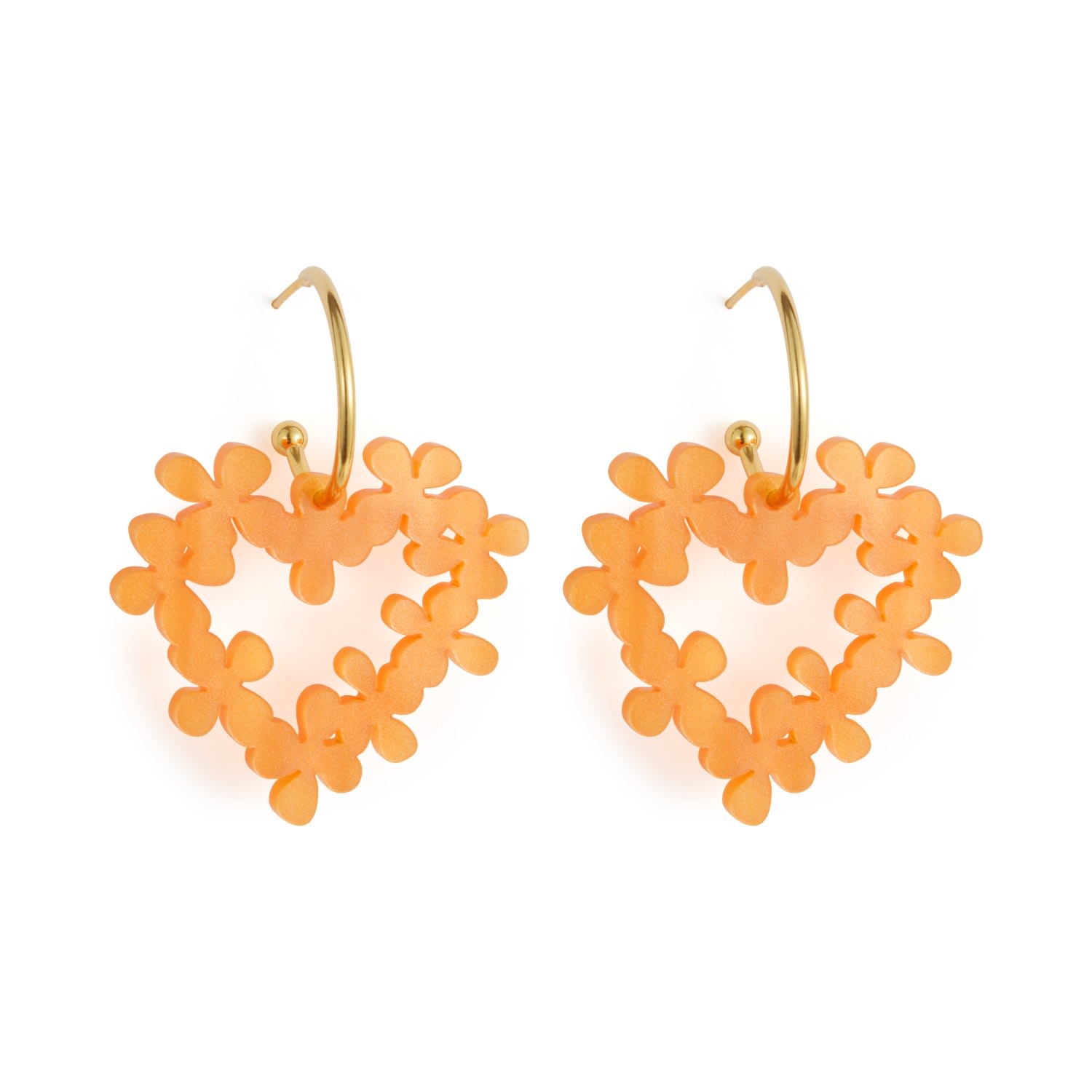 Toolally Women's Orange / Gold Mini Hearts In Flowers - Orange & Gold Vermeil In Gold