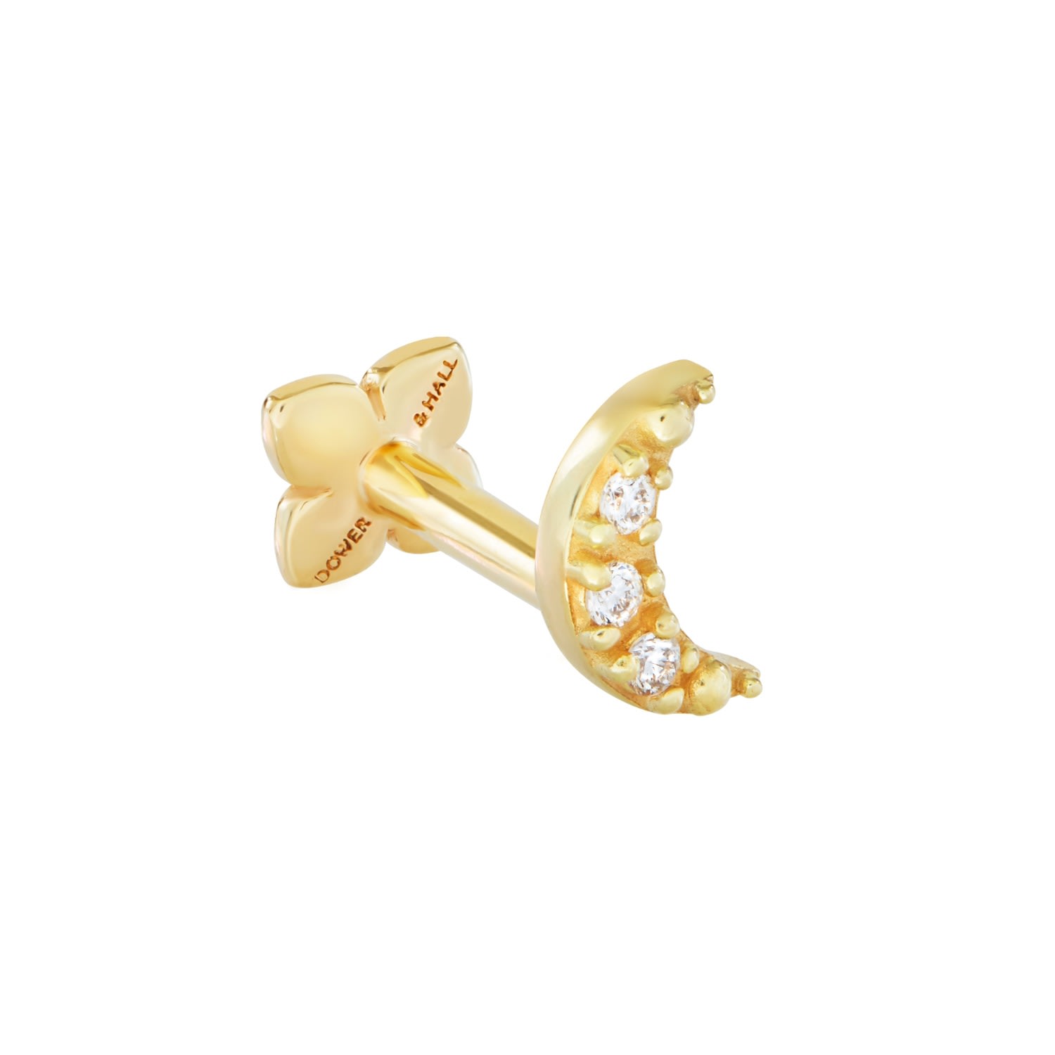 Women’s Gold 9K Stargazer Diamond Crescent Labret Dower & Hall