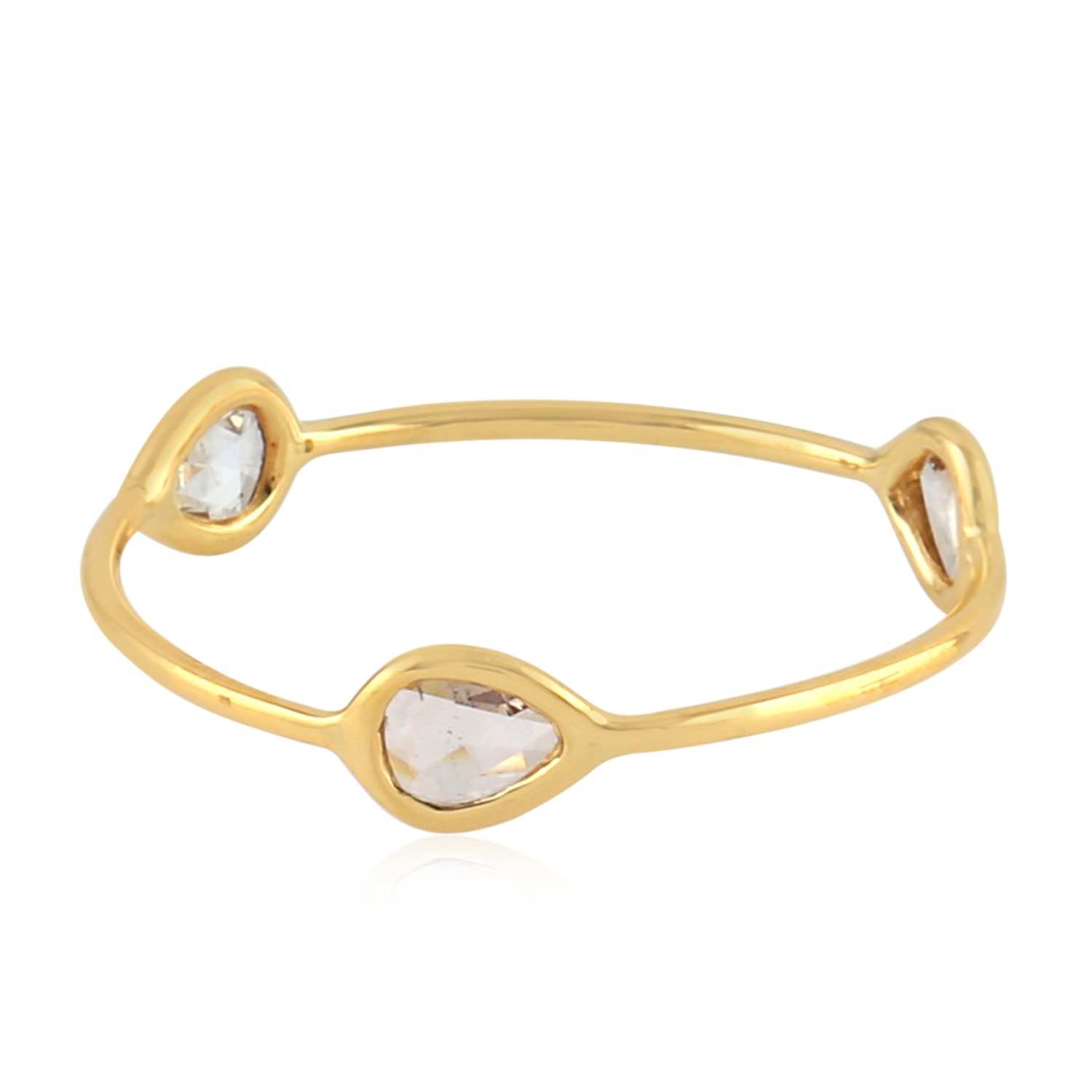 Women’s Gold / White 18K Yellow Gold In Bezel Set Rose Gold Three Stone Band Ring Artisan