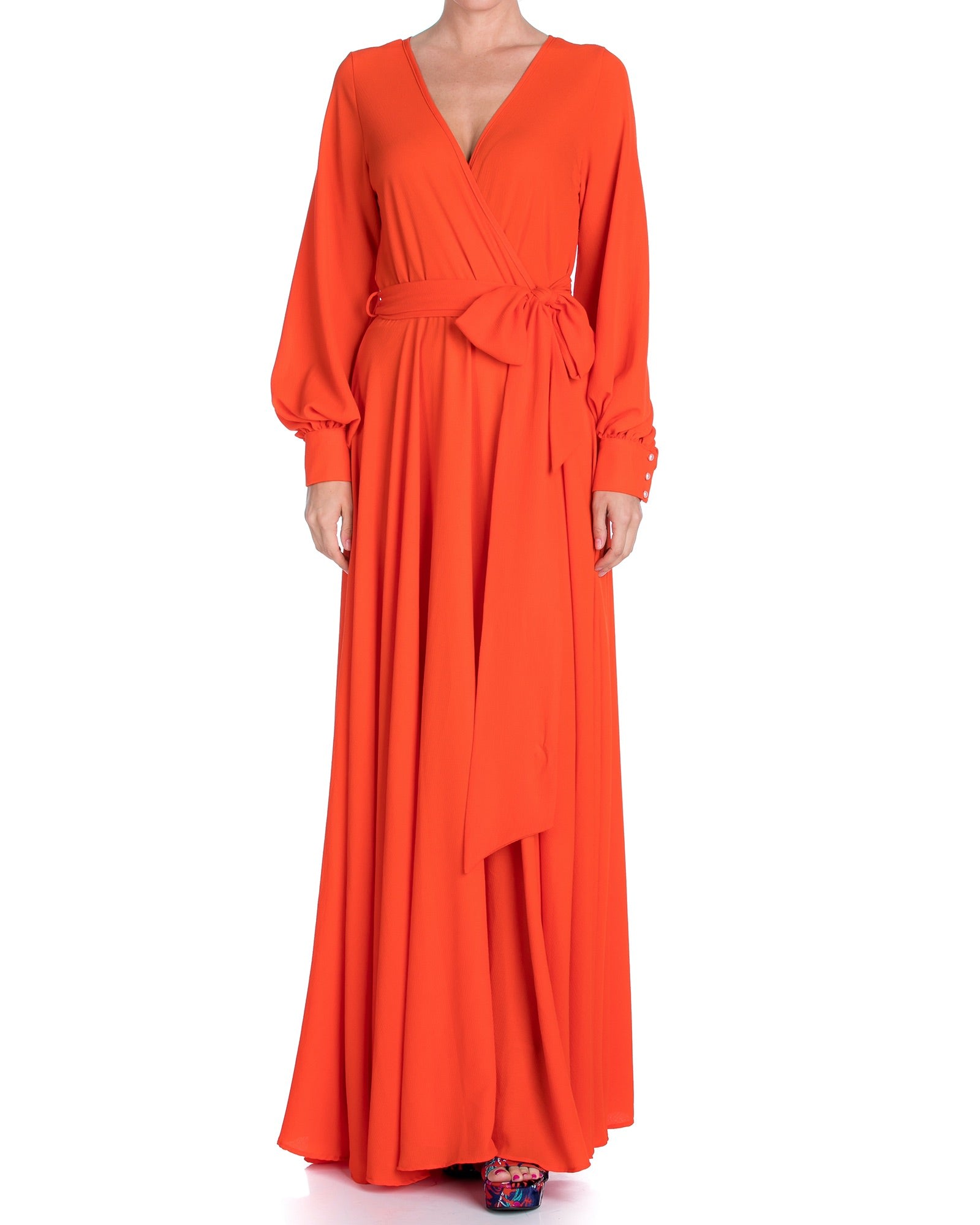 Women’s Yellow / Orange Lilypad Maxi Dress - Flame Large Meghan Fabulous