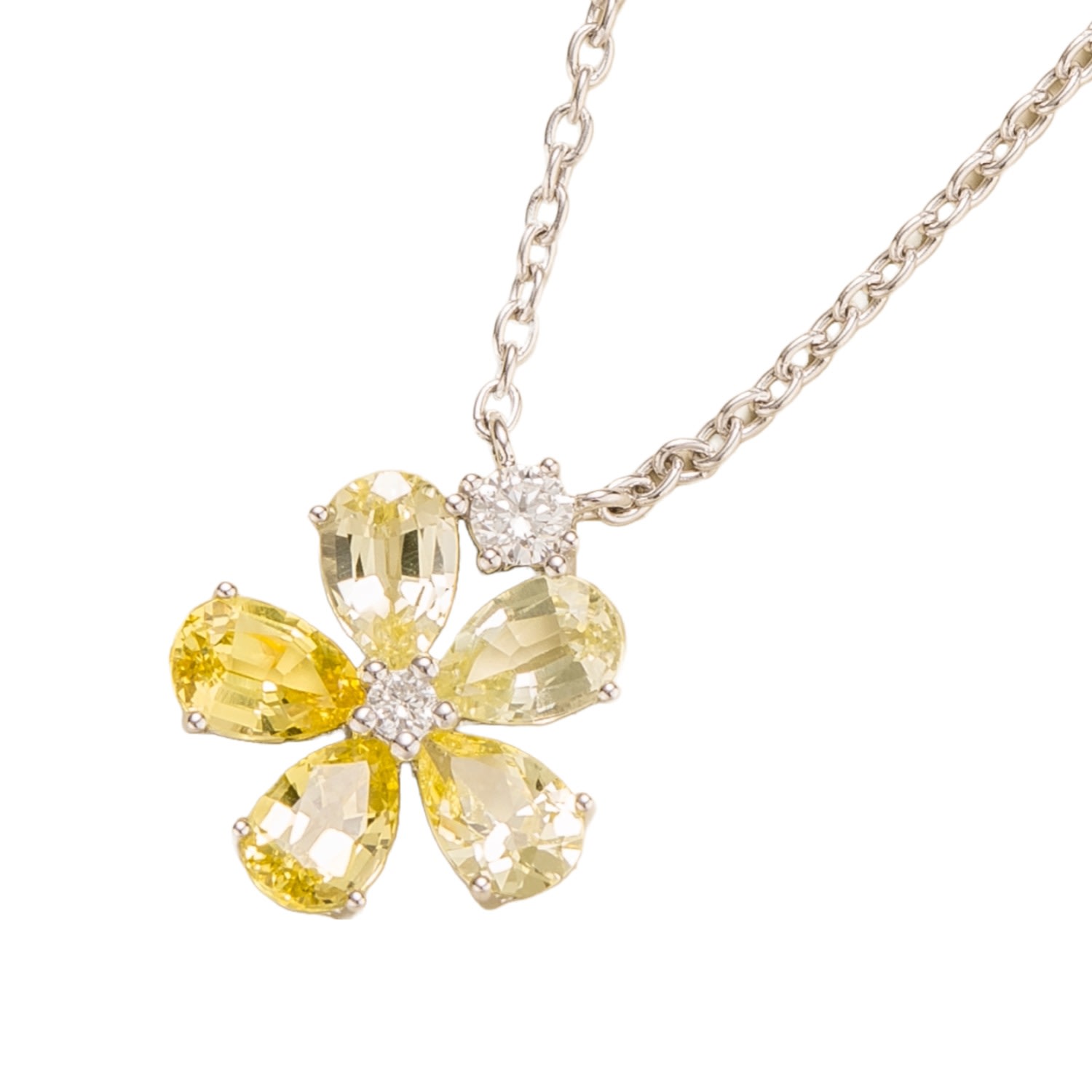 Juvetti Women's Yellow / Orange / Silver Florea Necklace In Yellow Sapphire & Diamond
