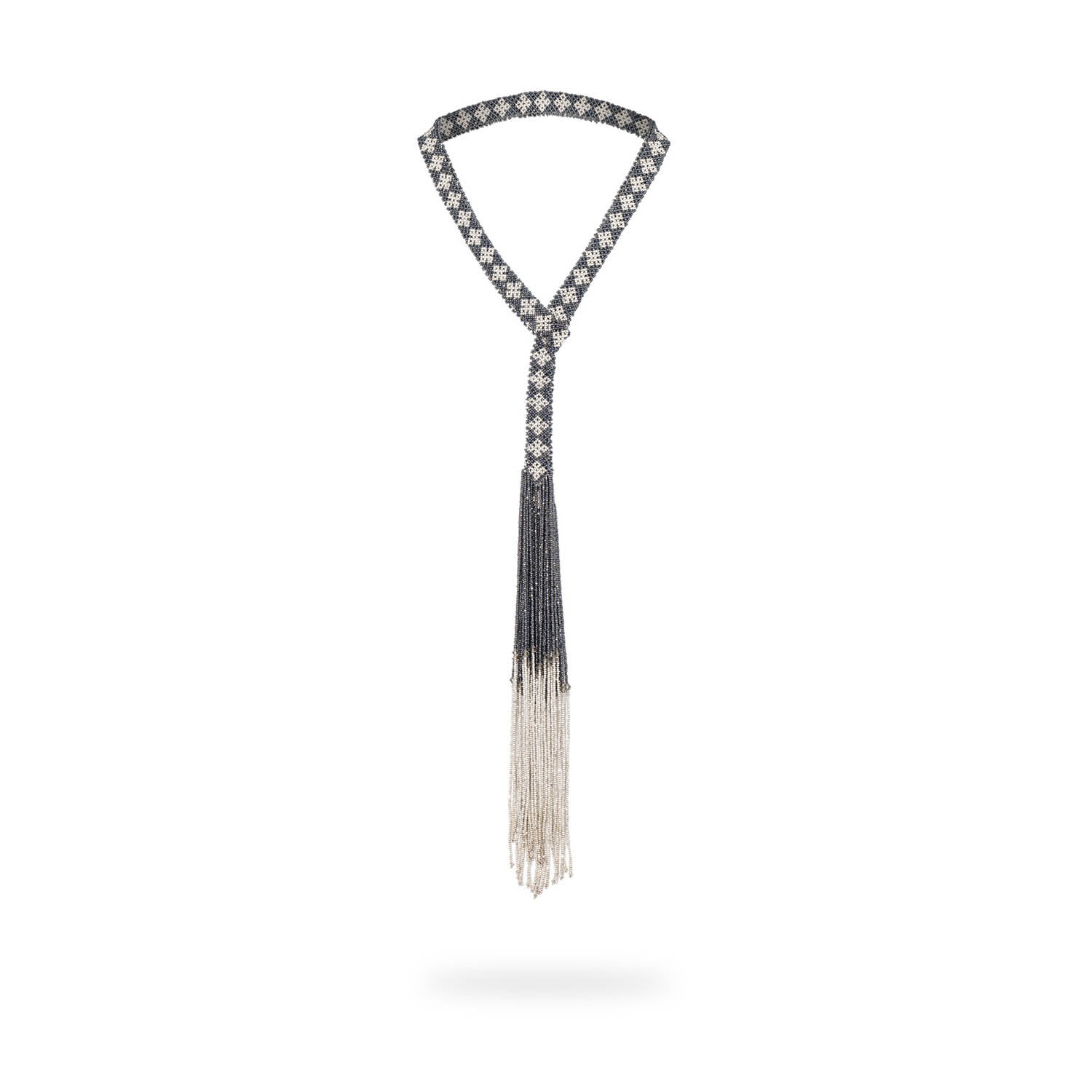 Kuu Women's Cintilla - Long Necklace - Gray Metallic Crystal, Silver