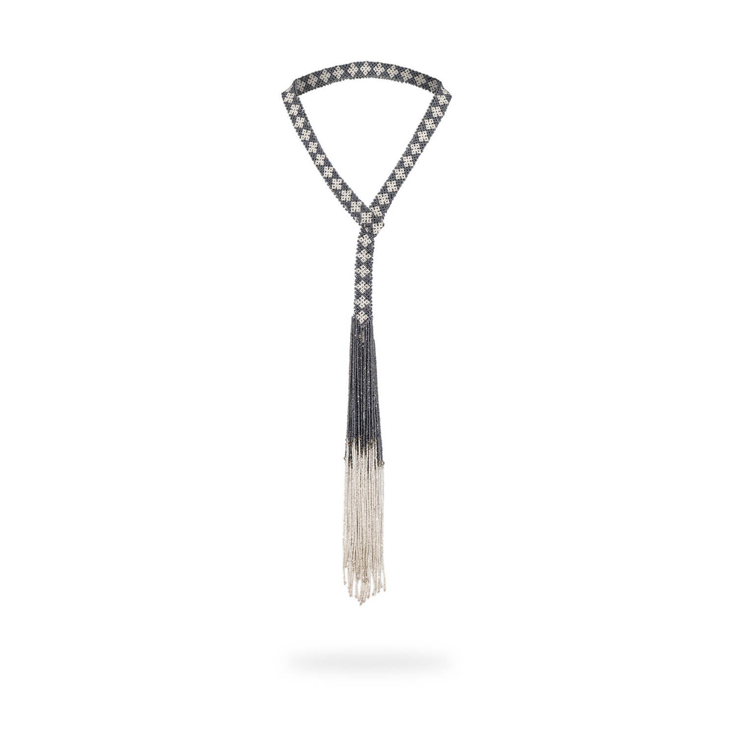 Women’s Cintilla - Long Necklace - Gray Metallic Crystal, Silver Kuu