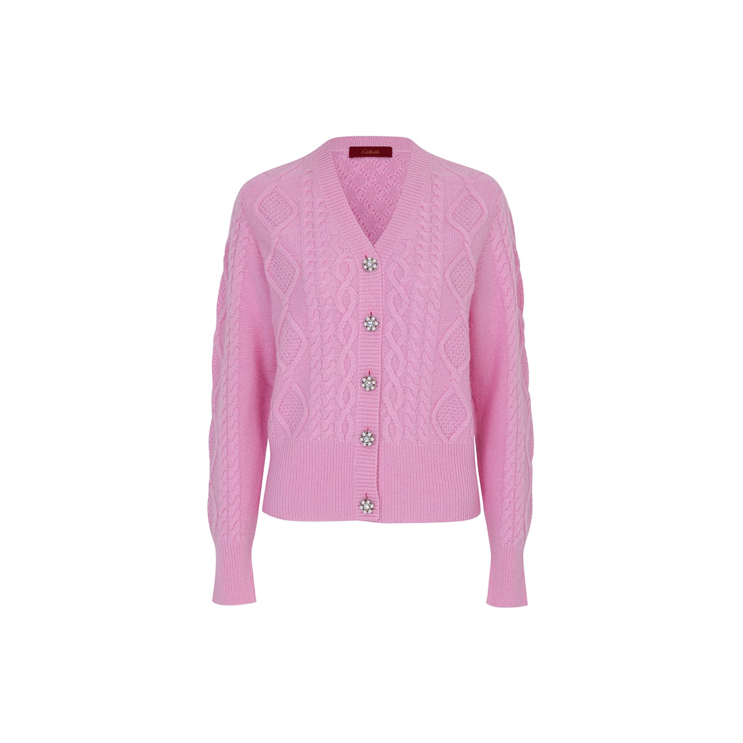 Women’s Pink / Purple Cable-Knit Cashmere Cardigan, Pink Medium Callaite