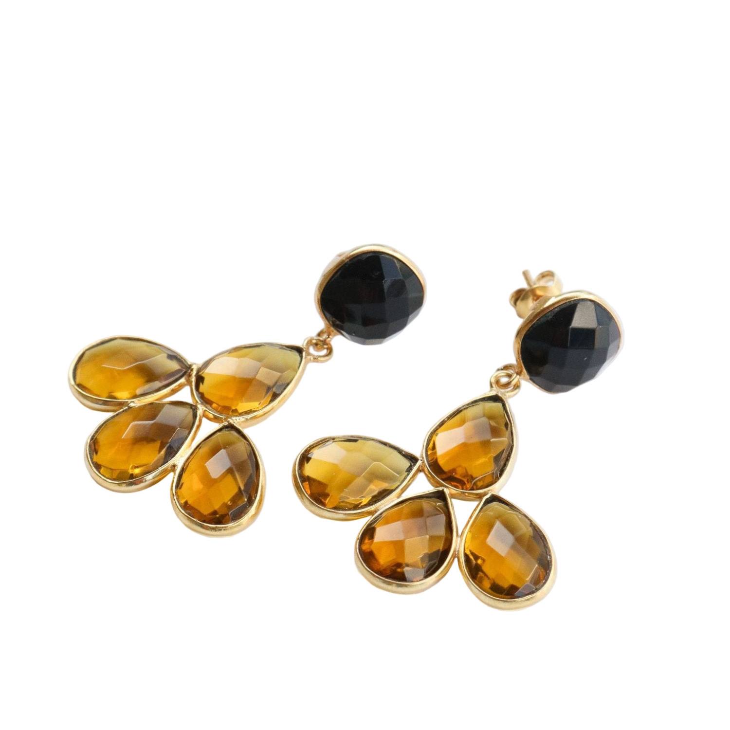 Taylor Reese Women's Gold / Black Black Onyx + Citrine Gem Earrings In Multi