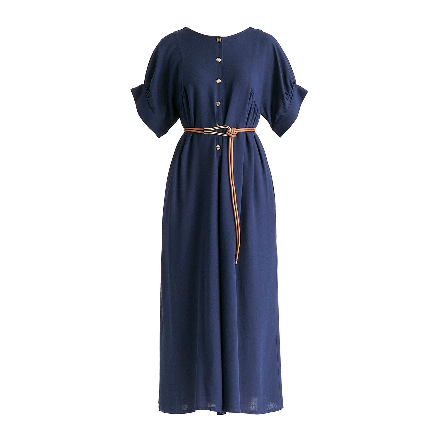 Paisie Women's Blue Relaxed Fit Wide Leg Jumpsuit With Belt In Navy