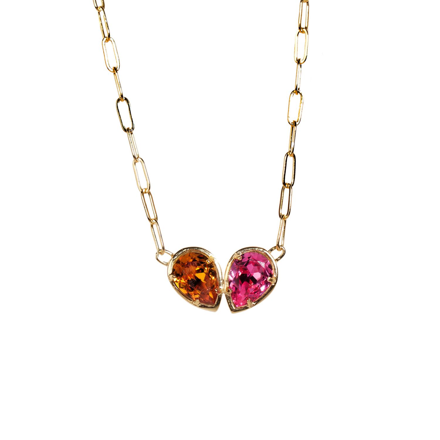 Women’s Pink / Purple Love Necklace Swarovski Heart Topaz Lina Paris