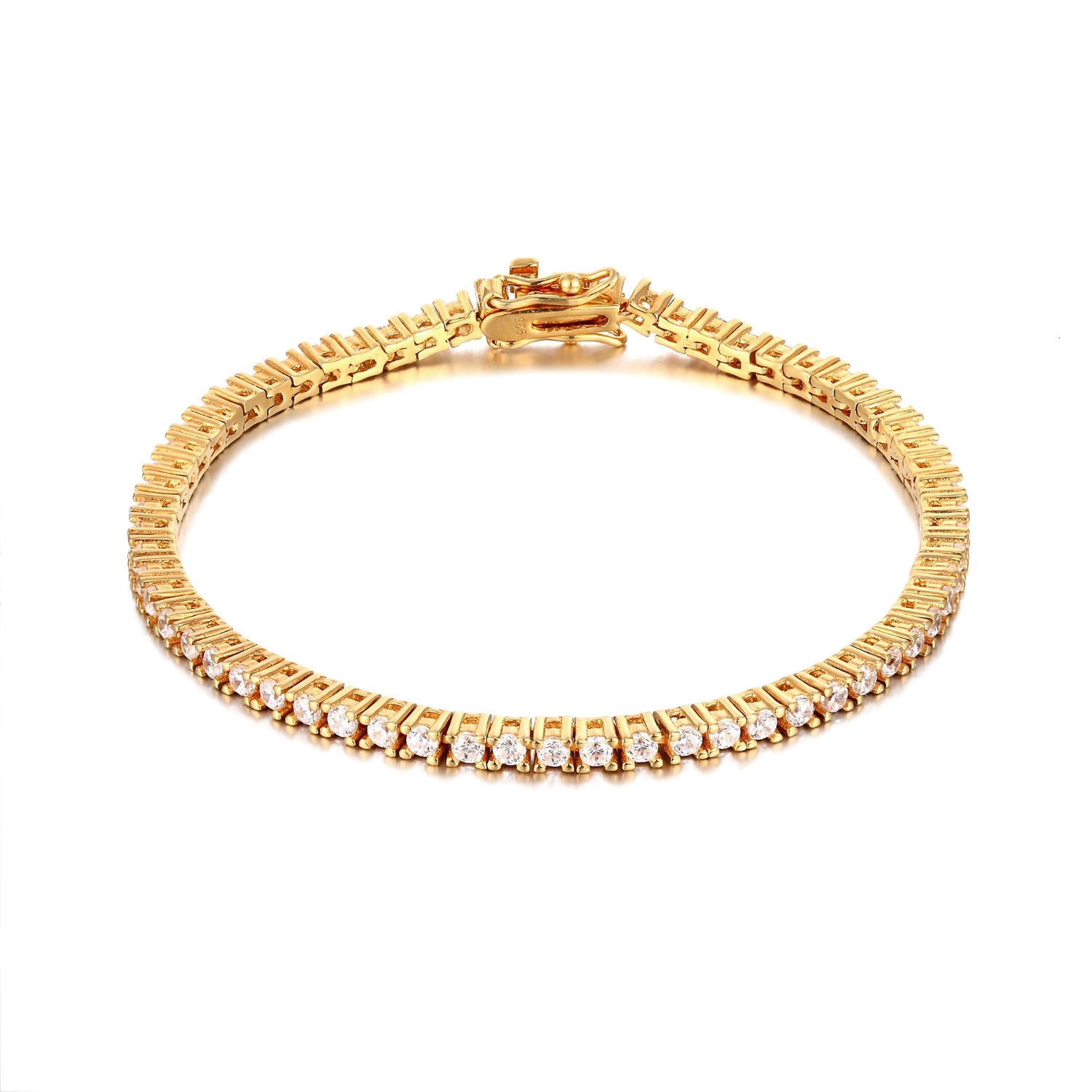 Women’s 22Ct Gold Vermeil White Cz Tennis Bracelet Seol + Gold