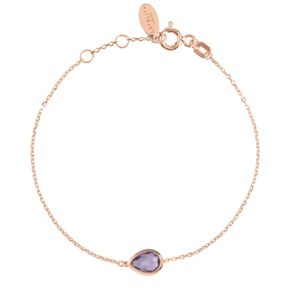 Latelita London Pisa Mini Teardrop Bracelet Rosegold Amethyst In Teardrop