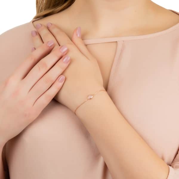 Latelita London Pisa Mini Teardrop Bracelet Rosegold Amethyst In Teardrop