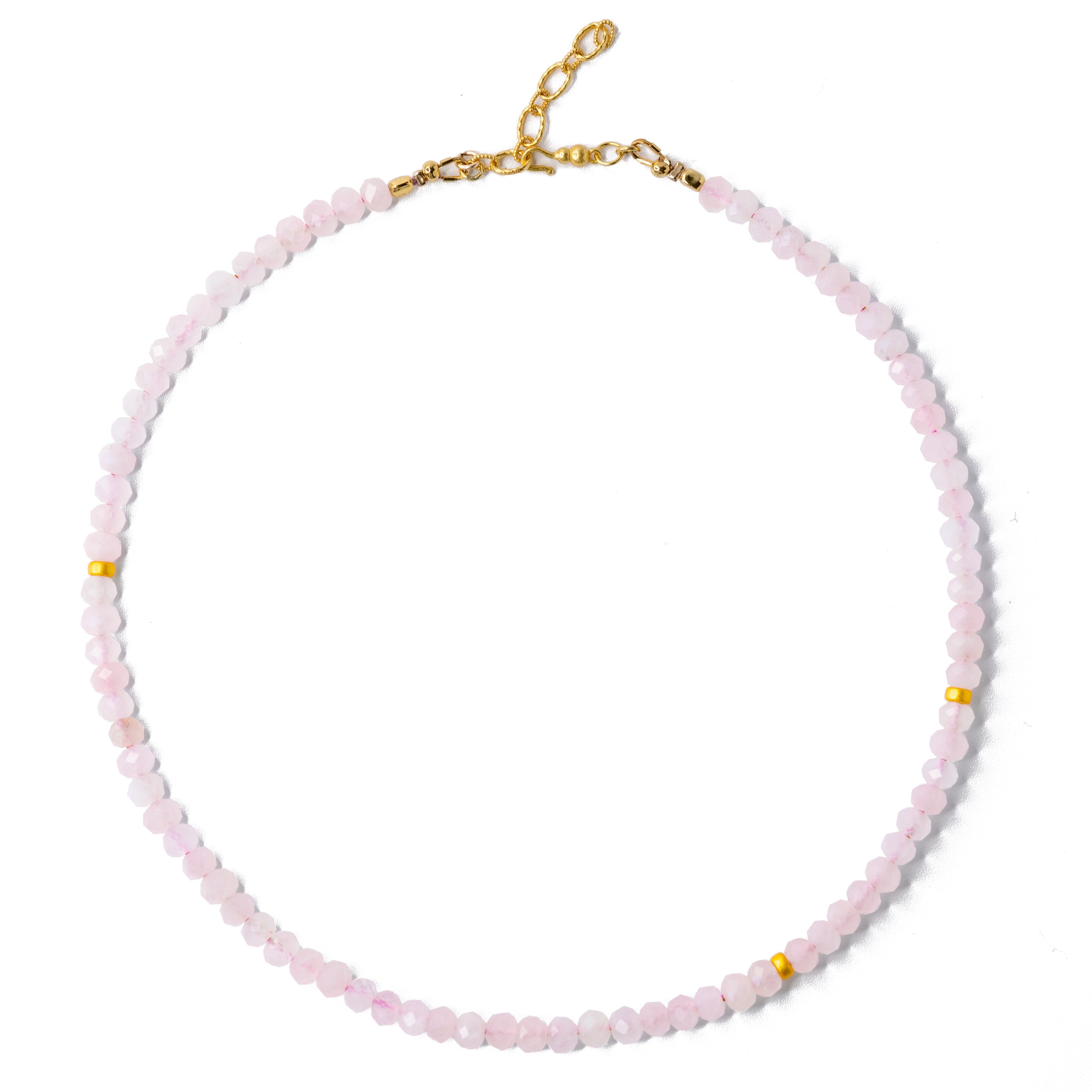 Bombyx House Women's Gold / Pink Rose Quartz Bead Necklace In Purple