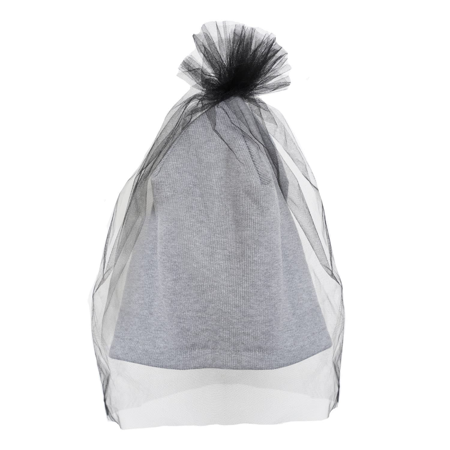 Women's Grey Beanie Hat With Tulle Layer In Gray | One Size | Metamorphoza