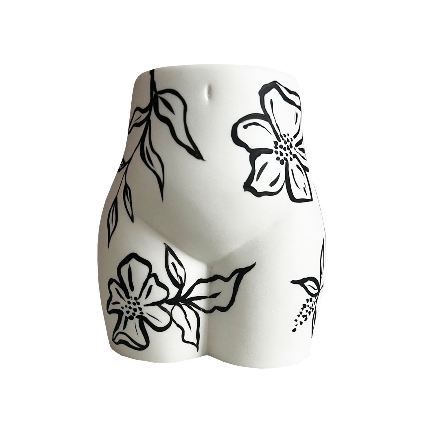 Black / White Black And White Abstract Floral Booty Vase Quillattire